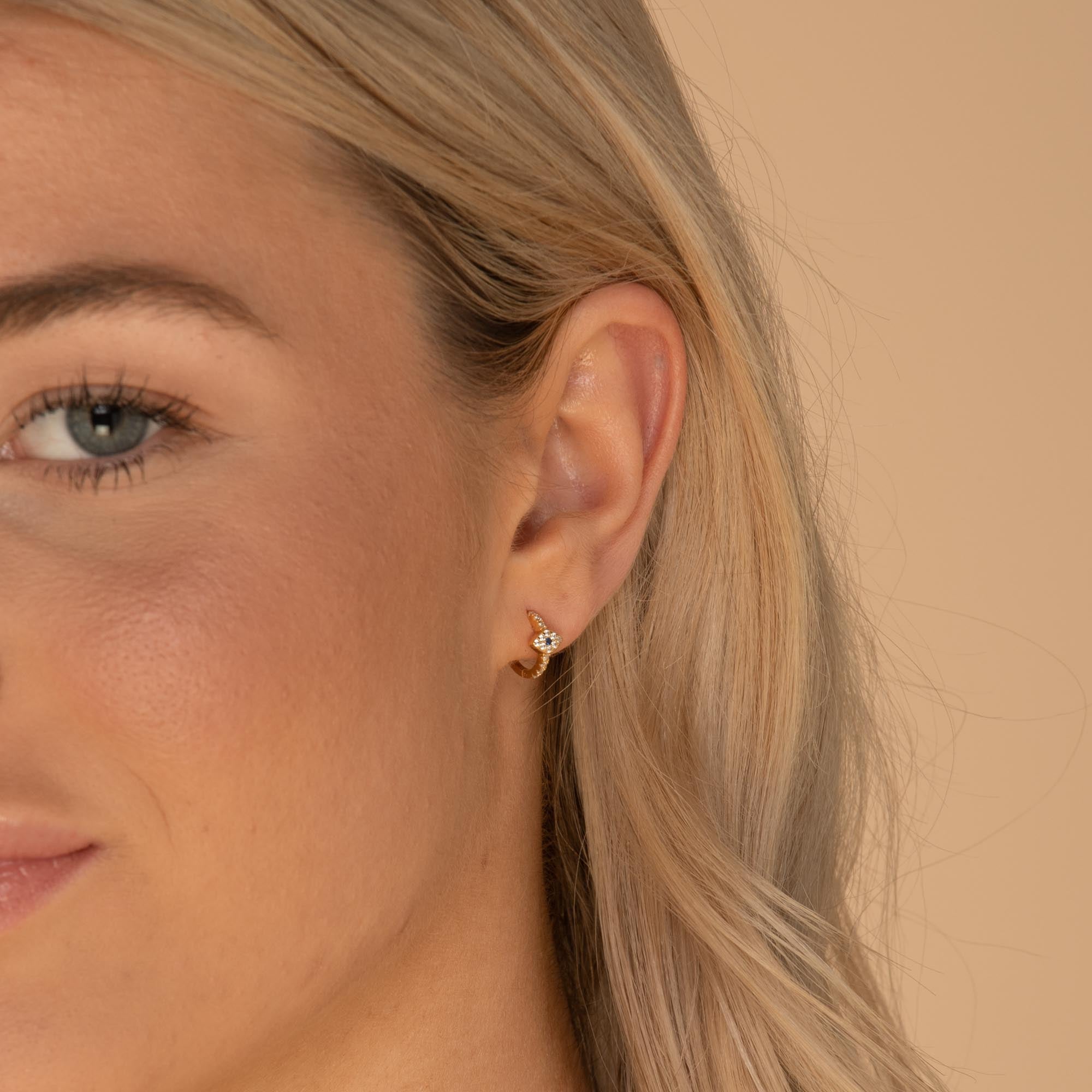 Evil Eye Sapphire Huggie Earrings - Camile & Stone