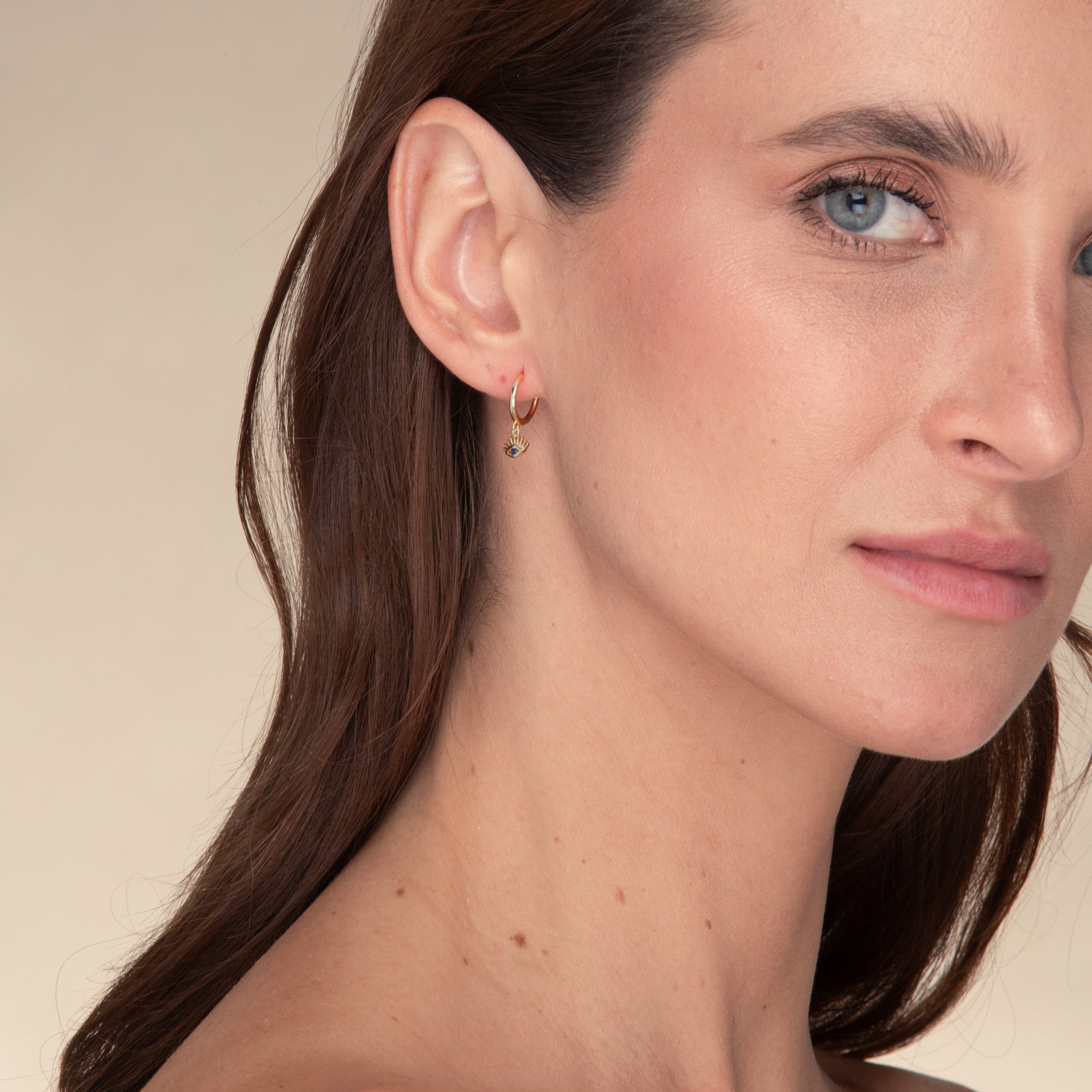 Evil Eye Symbolic Blue Huggie Earrings - Camile & Stone