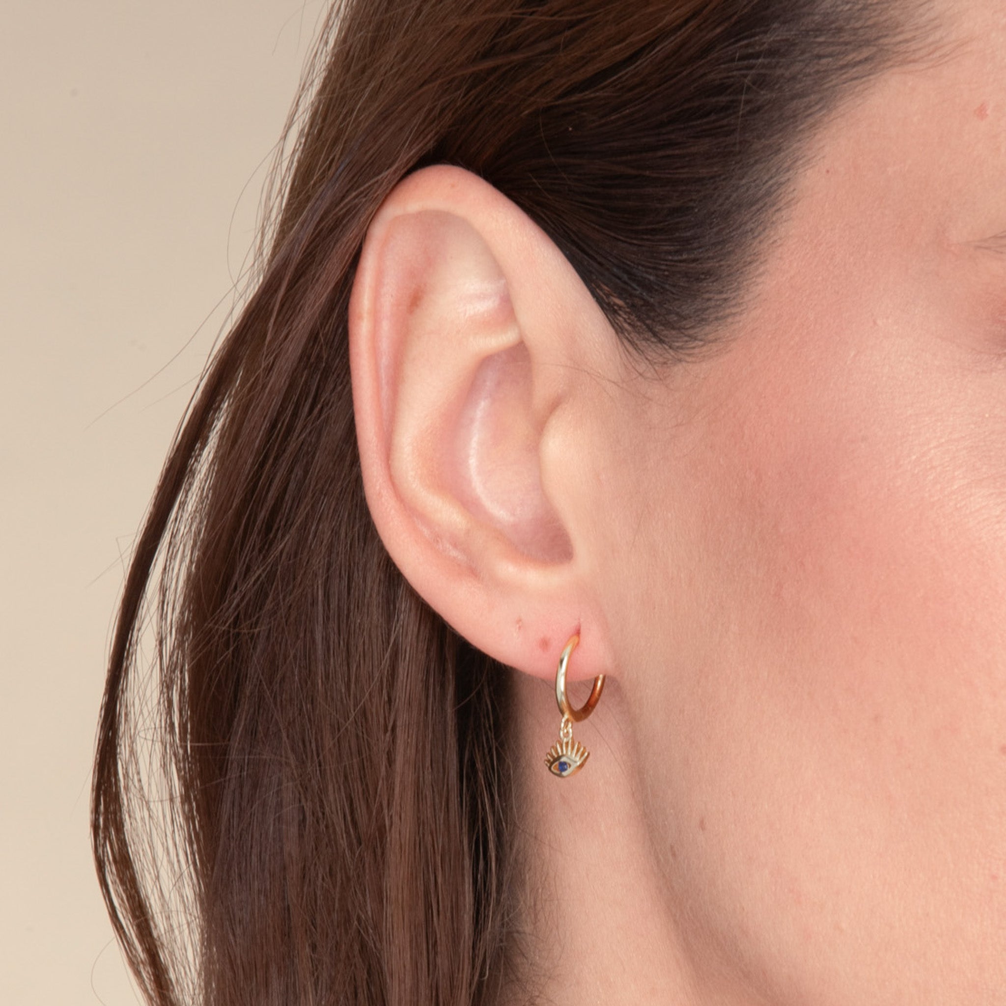 Evil Eye Symbolic Blue Huggie Earrings - Camile & Stone