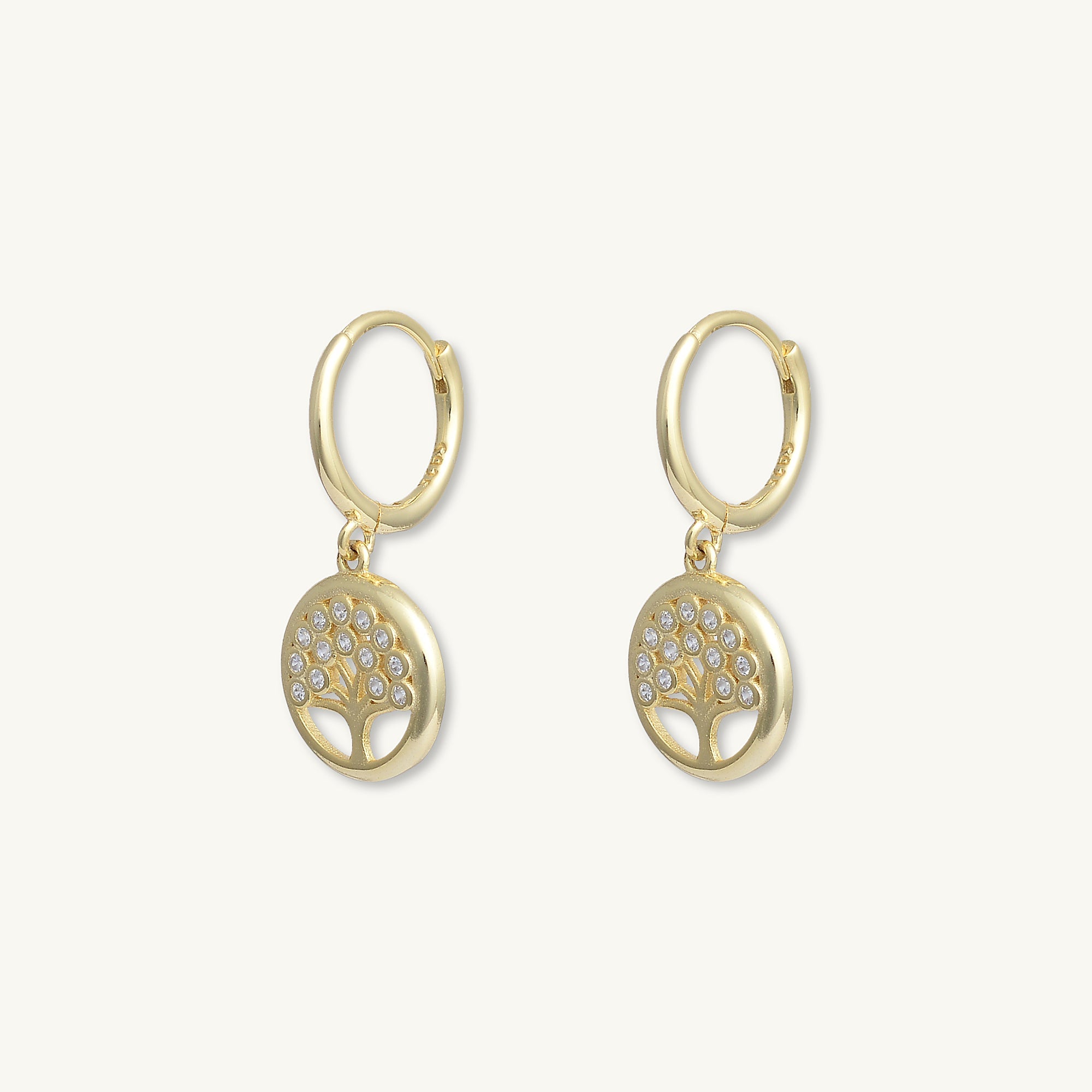 Family Tree Zirconia Huggie Earrings - Camile & Stone