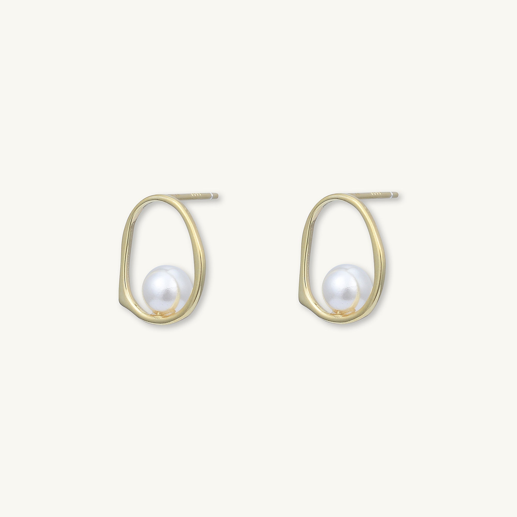 Floating Pearl Circular Stud Earrings - Camile & Stone