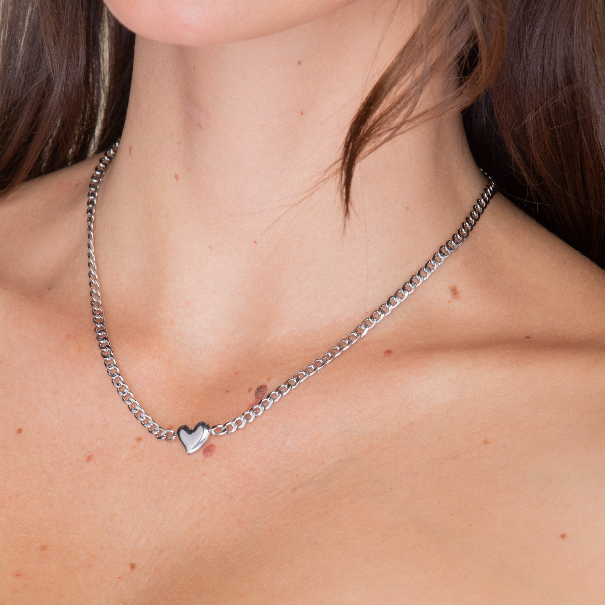 Heart Cuban Chain Necklace - Camile & Stone