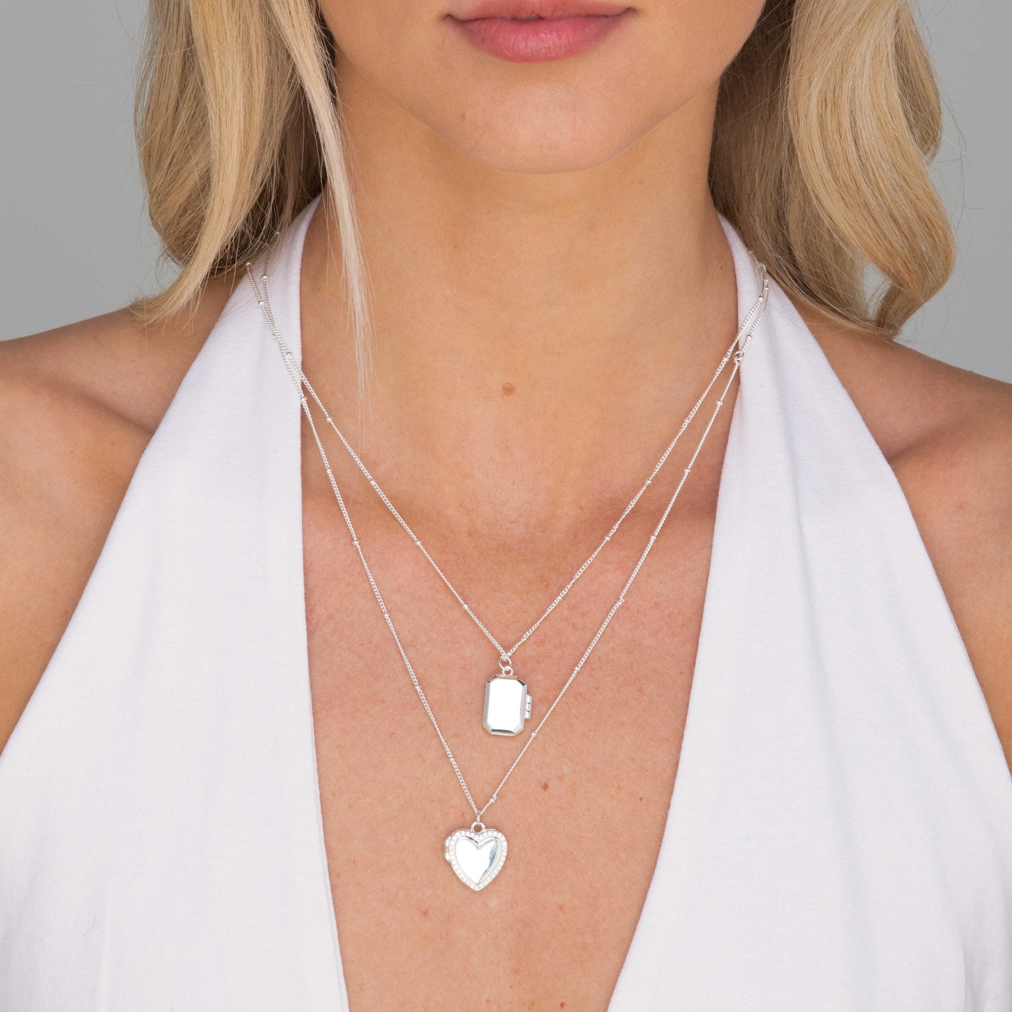 Heart Sapphire Photo Locket Necklace - Camile & Stone