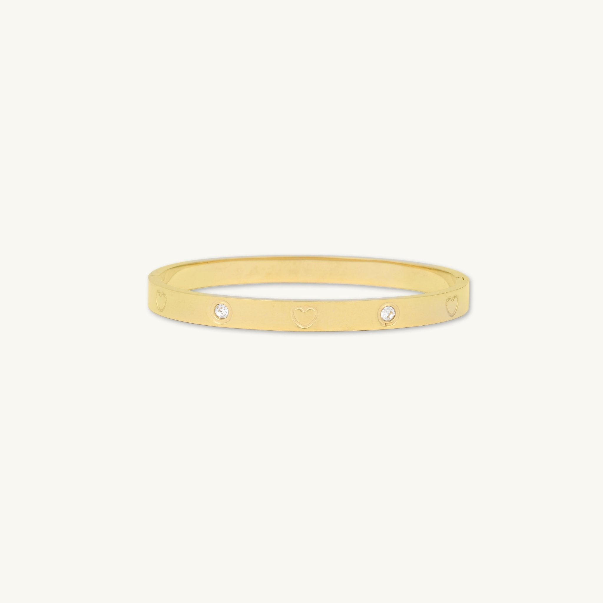 Heart Zirconia Hinged Bangle Bracelet - Camile & Stone