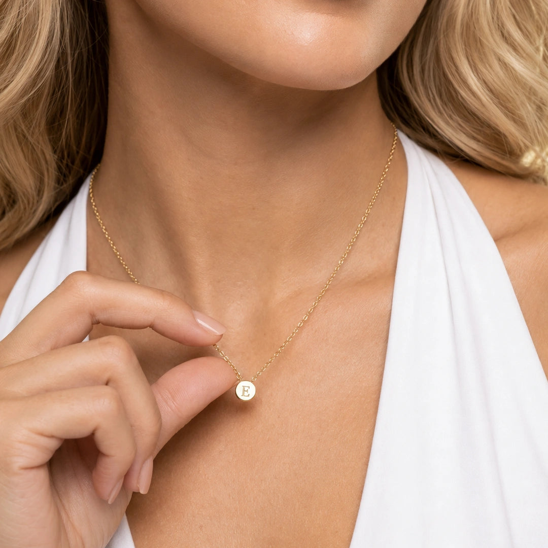 Initial Letter Dot Necklace