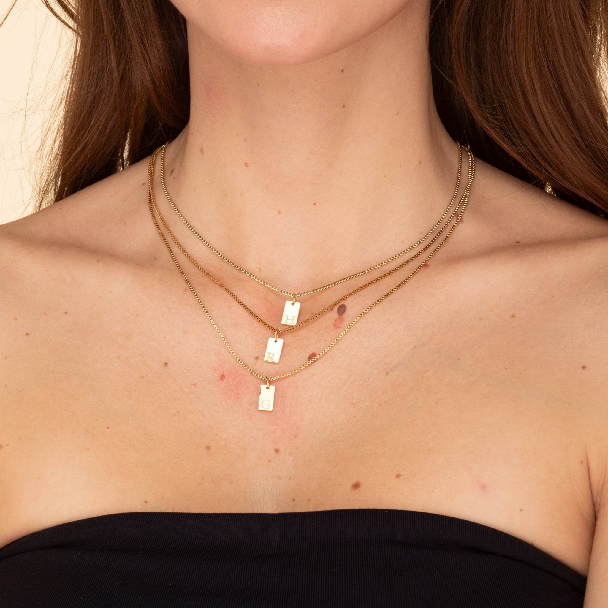 Initial Letter Tag Chain Necklace - Camile & Stone