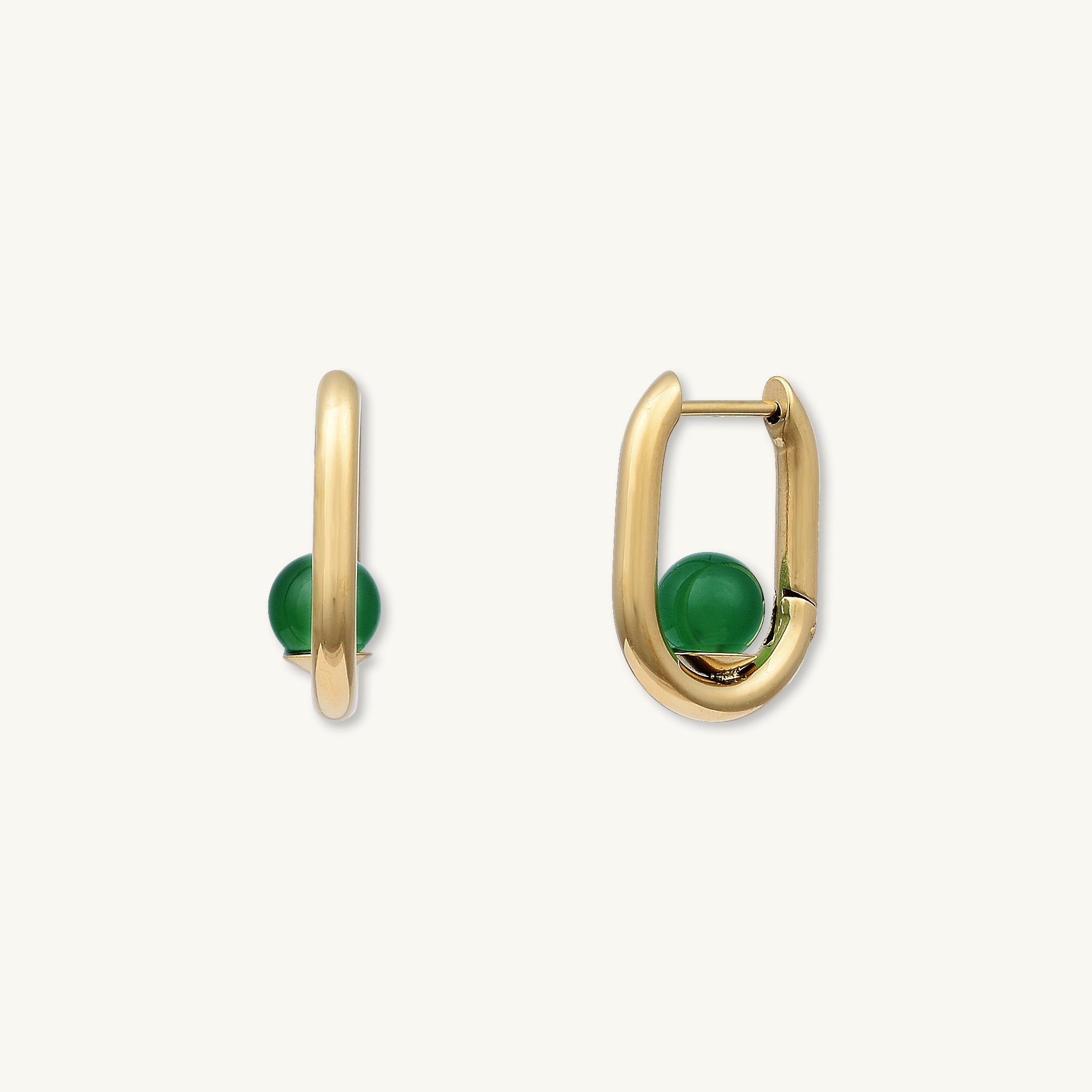 Jade Huggie Hoop Earrings - Camile & Stone