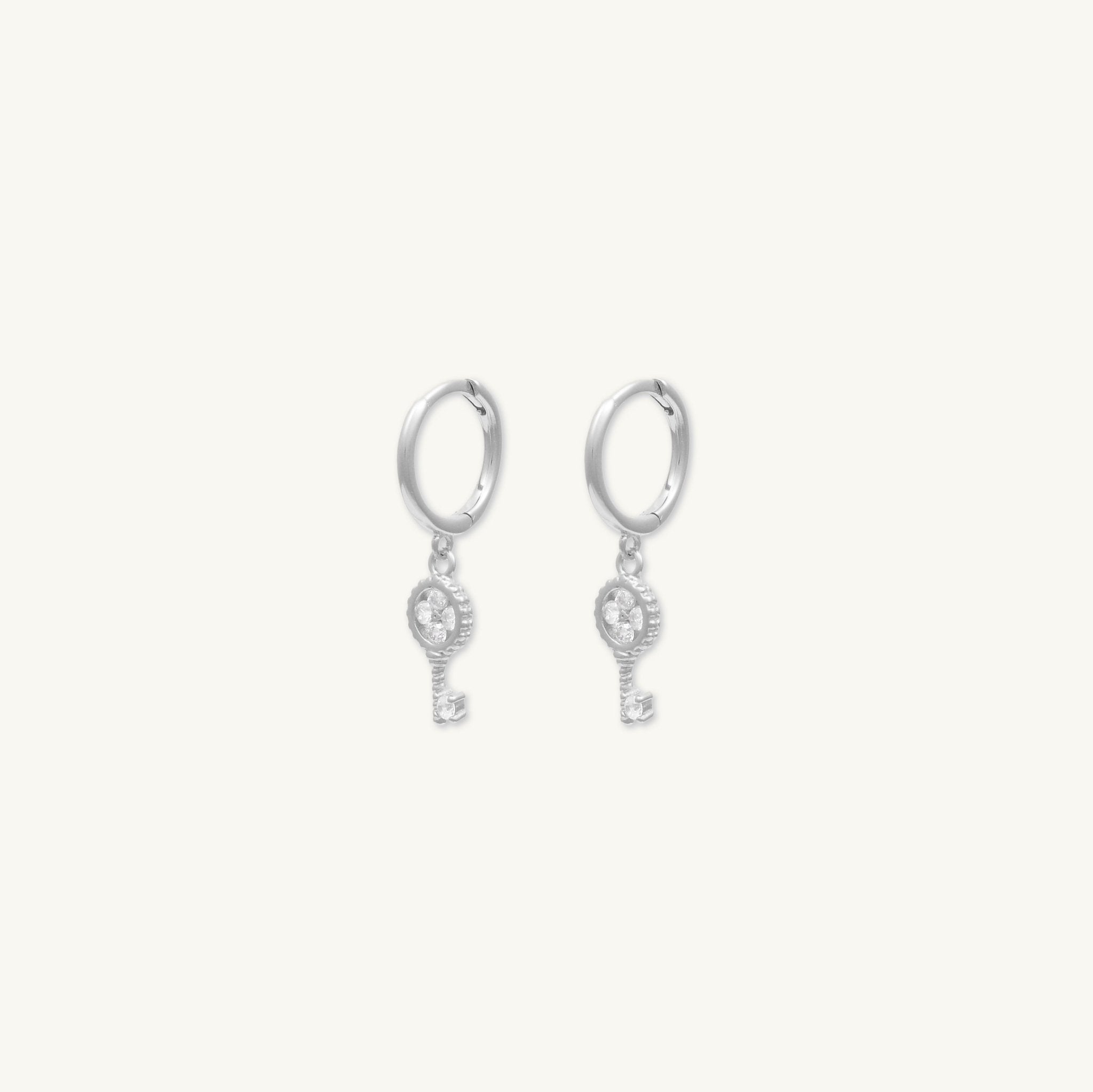 Key Clover Hoop Huggie Earrings - Camile & Stone