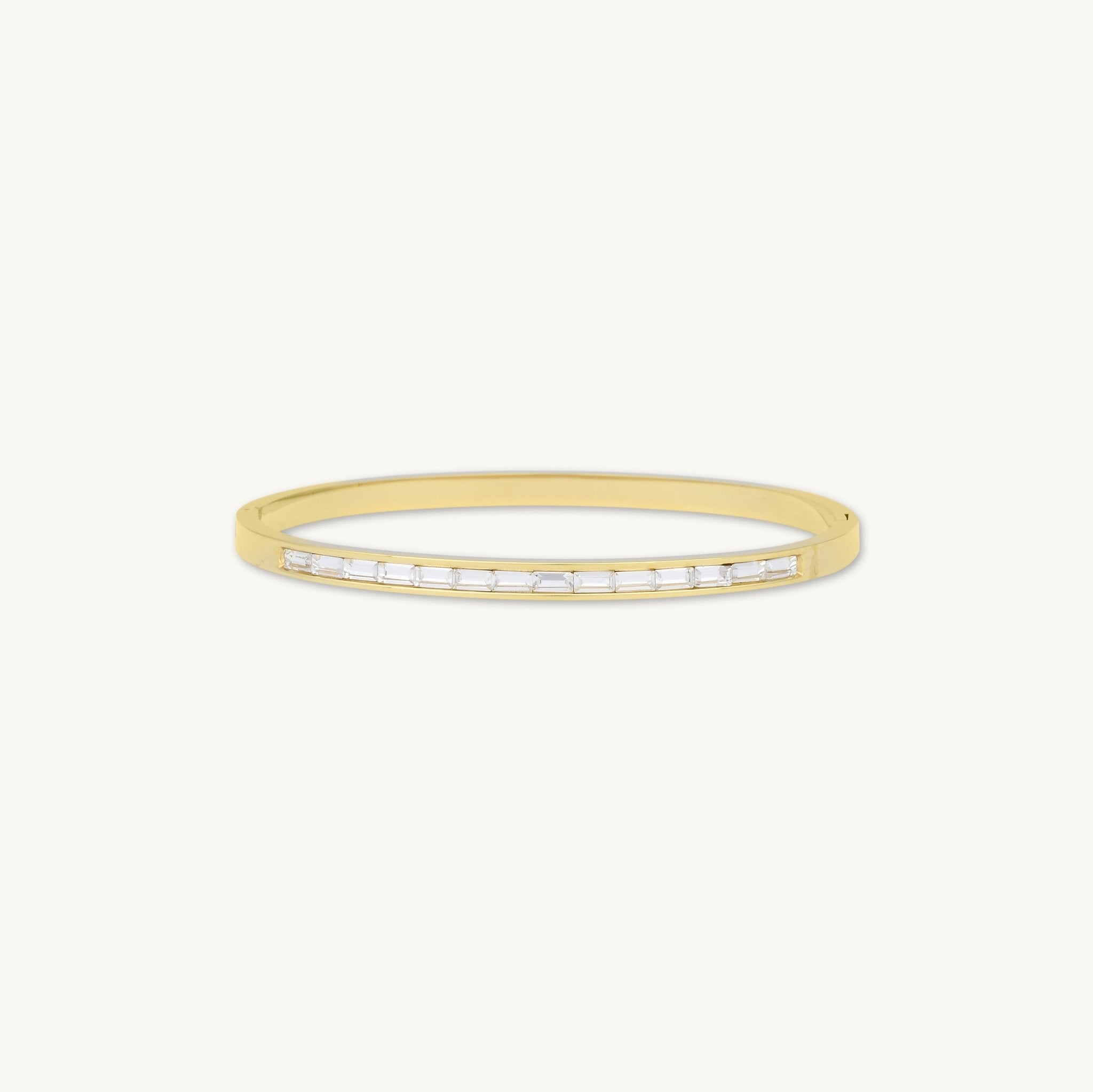 Linear Baguette Hinged Bangle Bracelet - Camile & Stone