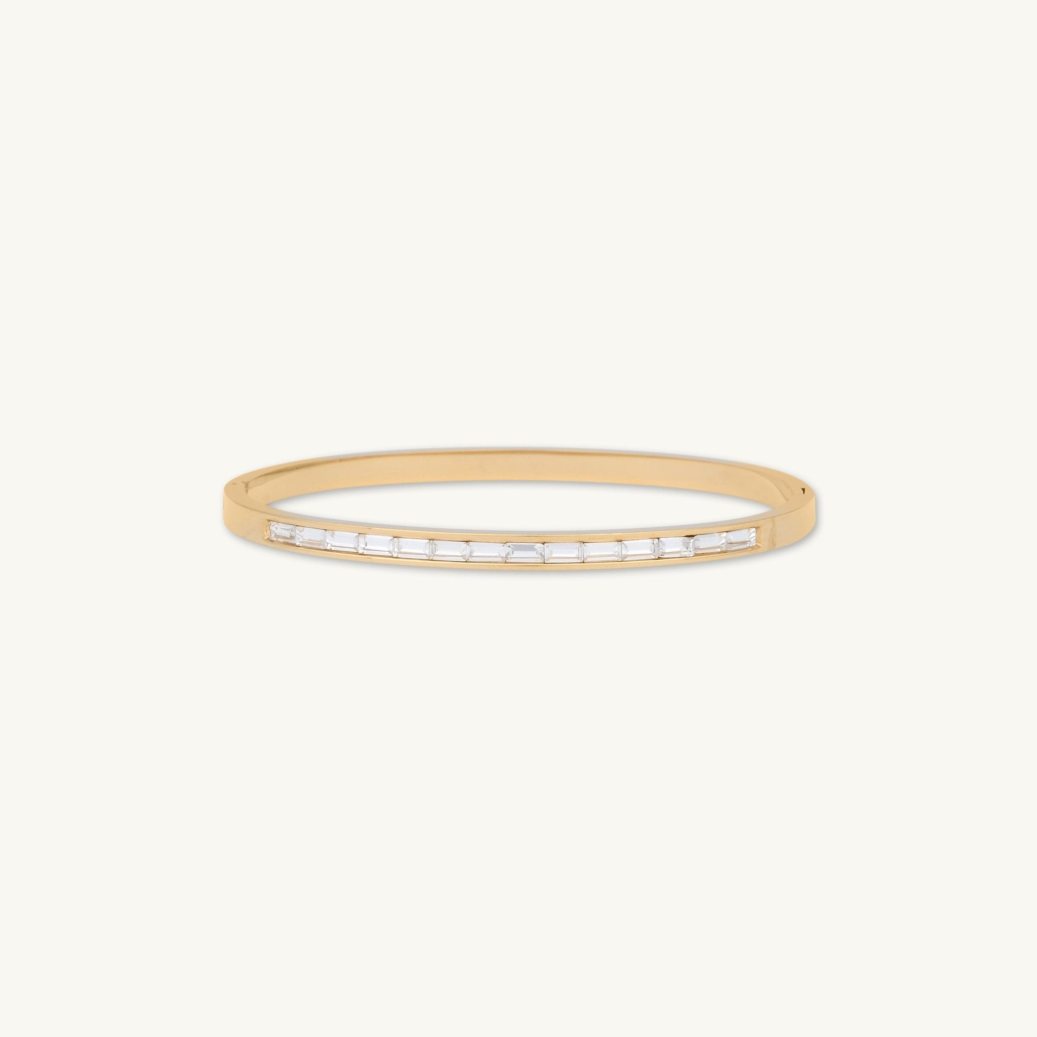 Linear Baguette Hinged Bangle Bracelet - Camile & Stone