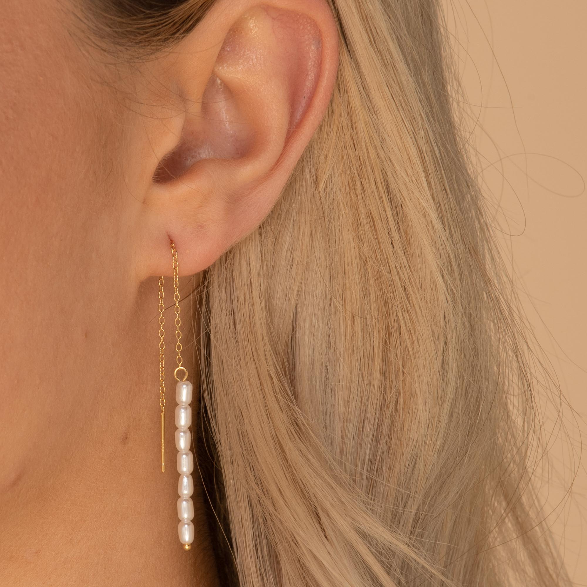 Long Pearl Threader Earrings - Camile & Stone