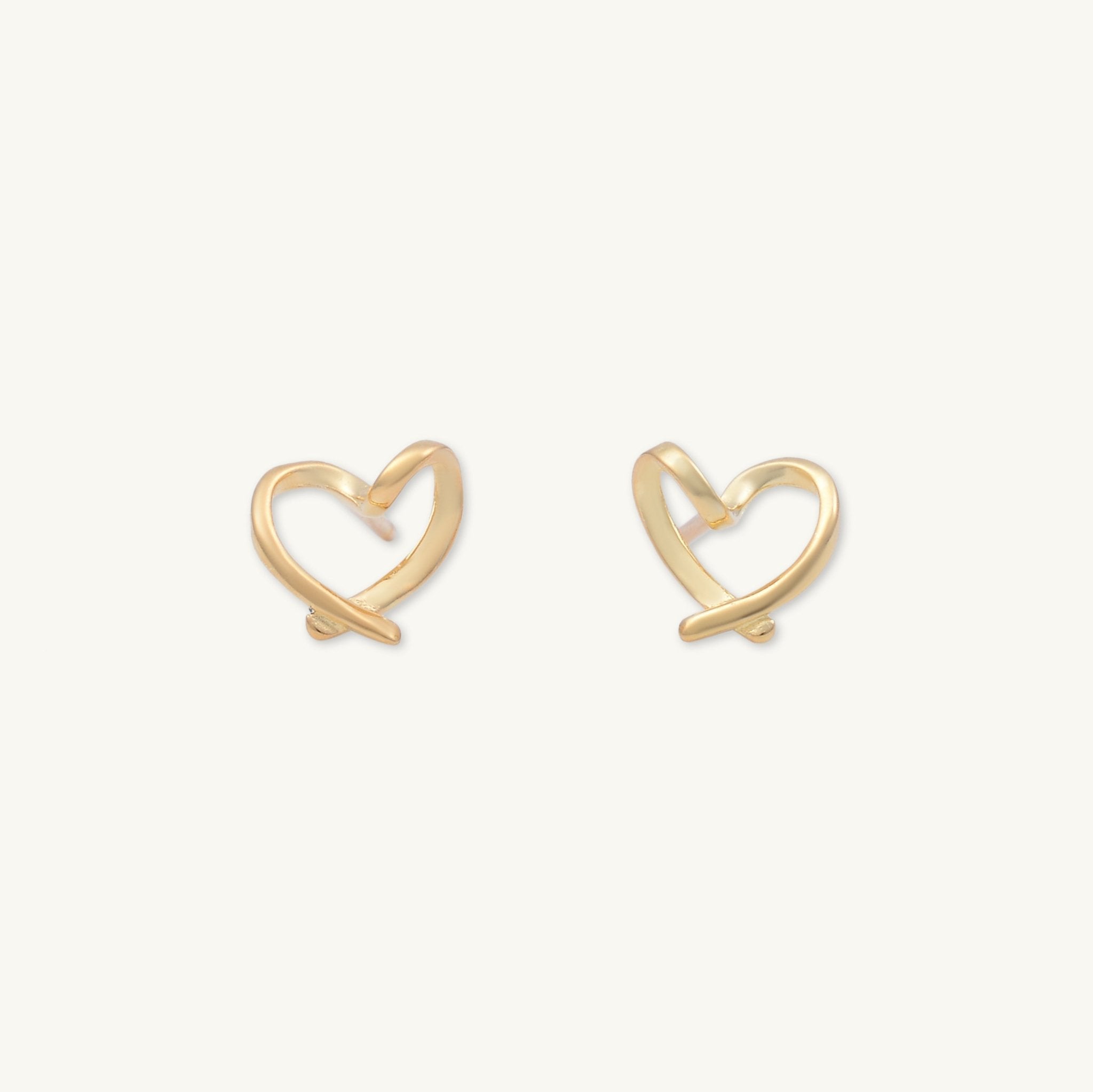Love Heart Ribbon Stud Earrings - Camile & Stone