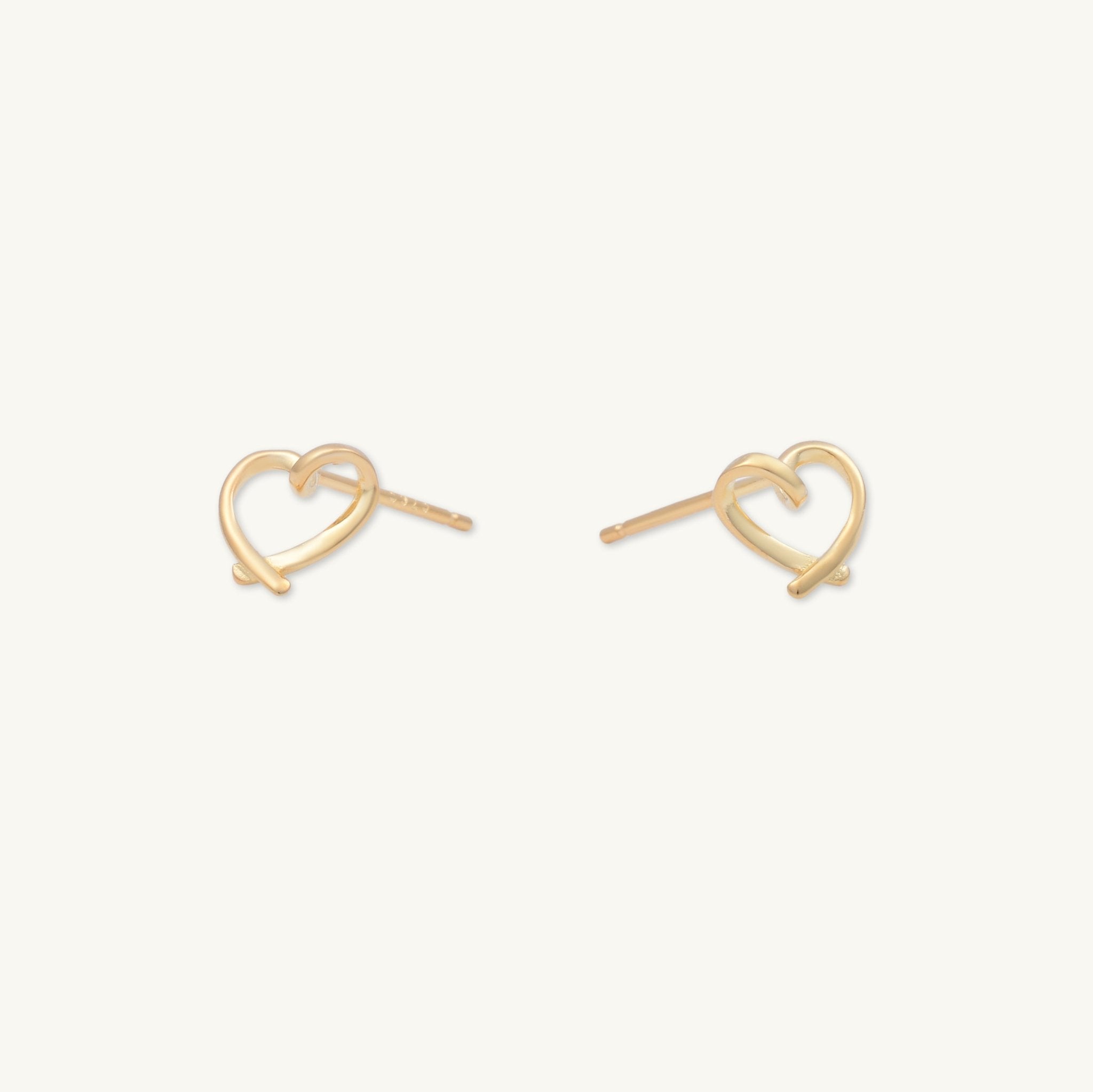 Love Heart Ribbon Stud Earrings - Camile & Stone