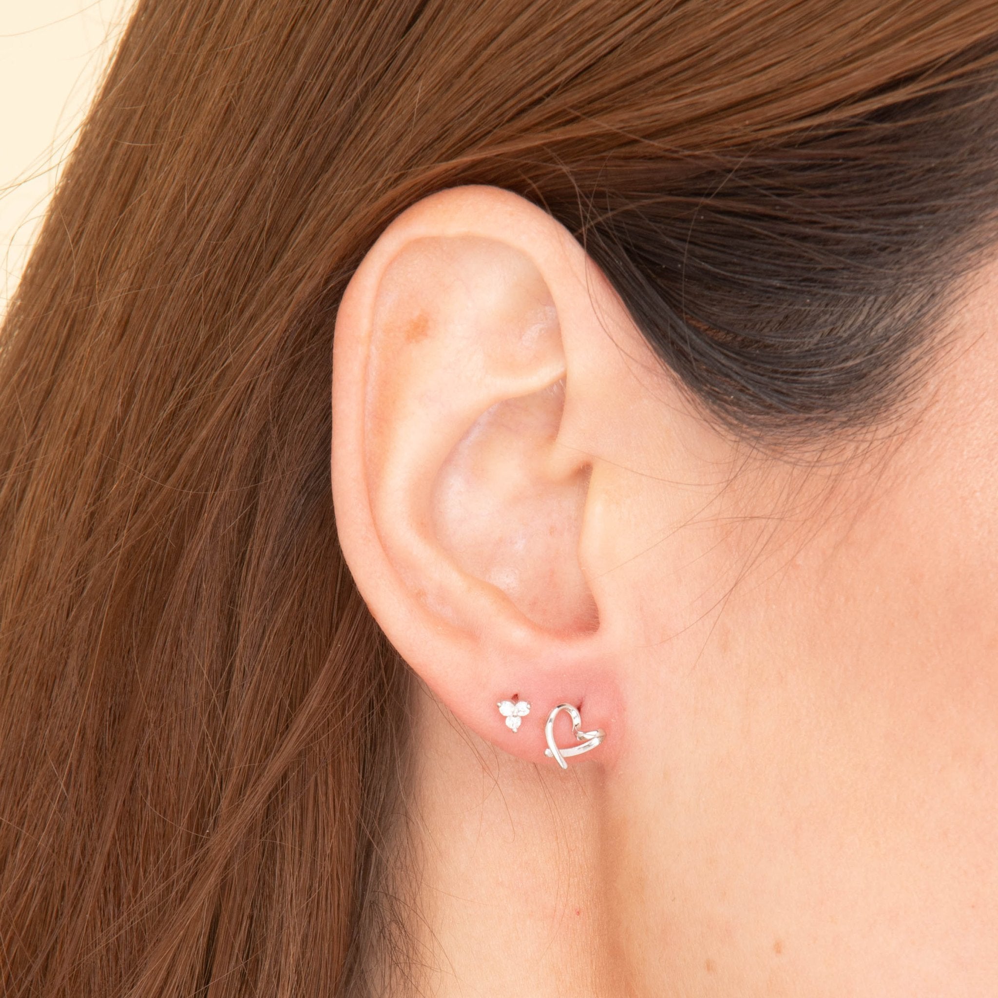 Love Heart Ribbon Stud Earrings - Camile & Stone