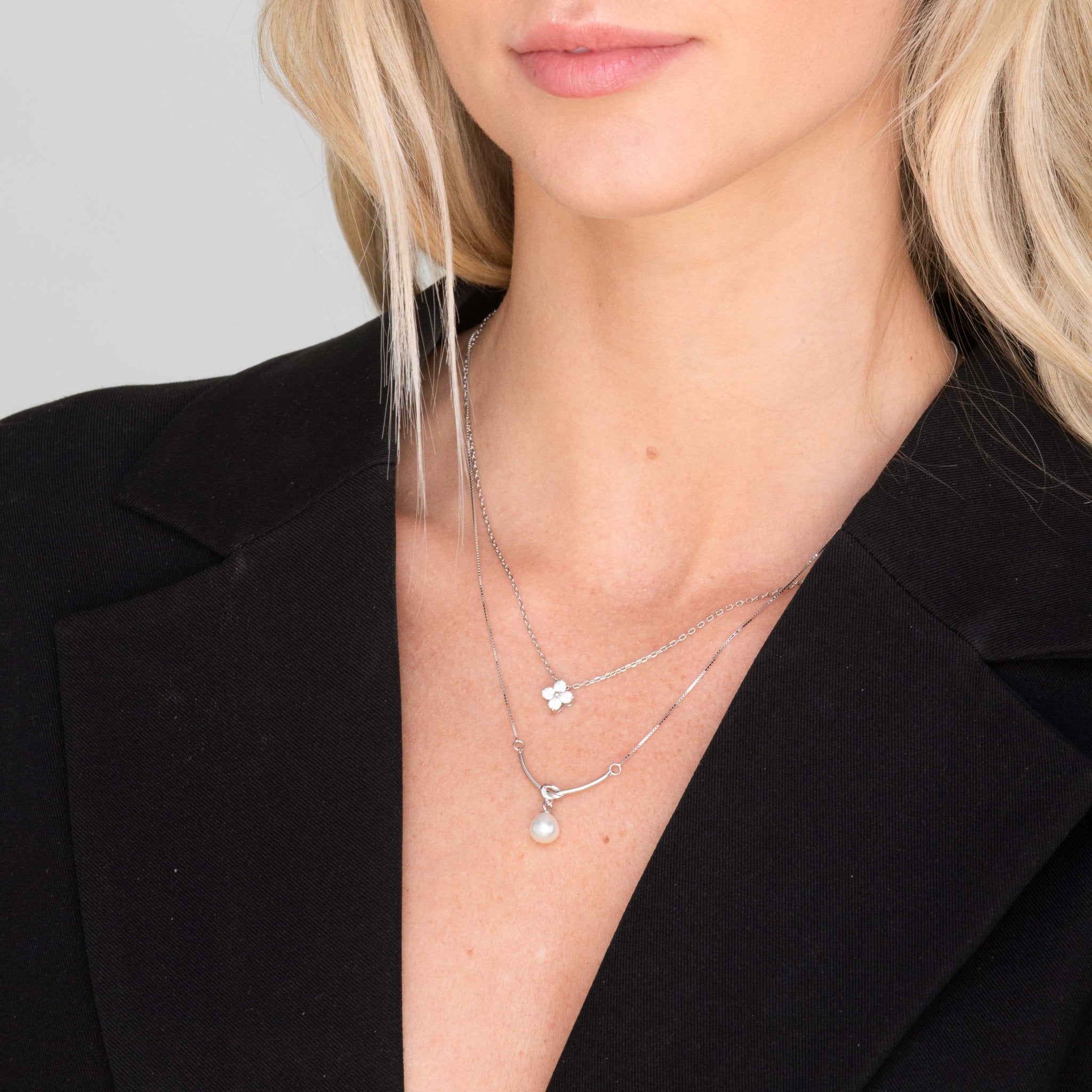 Love Knot Freshwater Pearl Drop Necklace - Camile & Stone