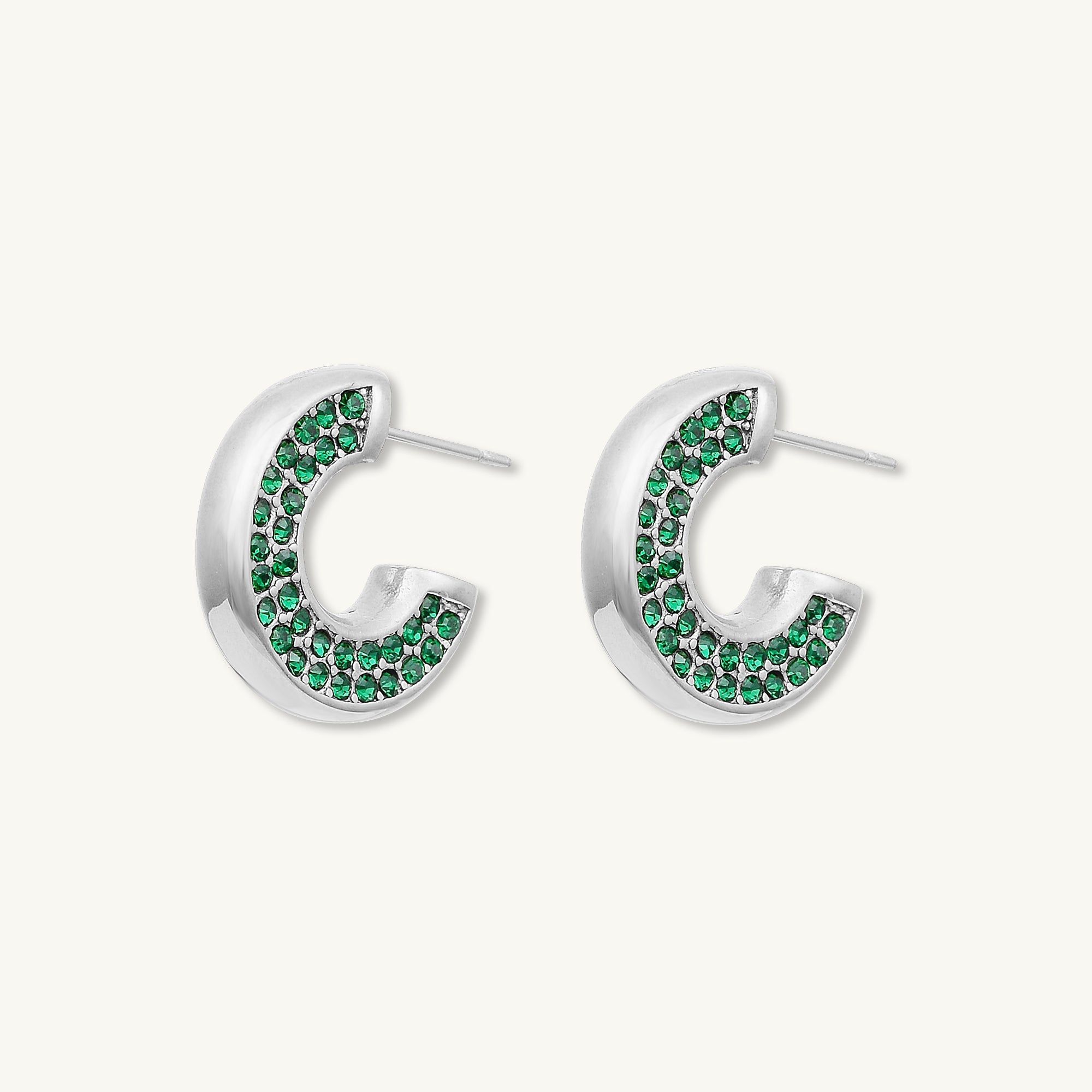 Luna Emerald Zirconia Huggie Earrings - Camile & Stone