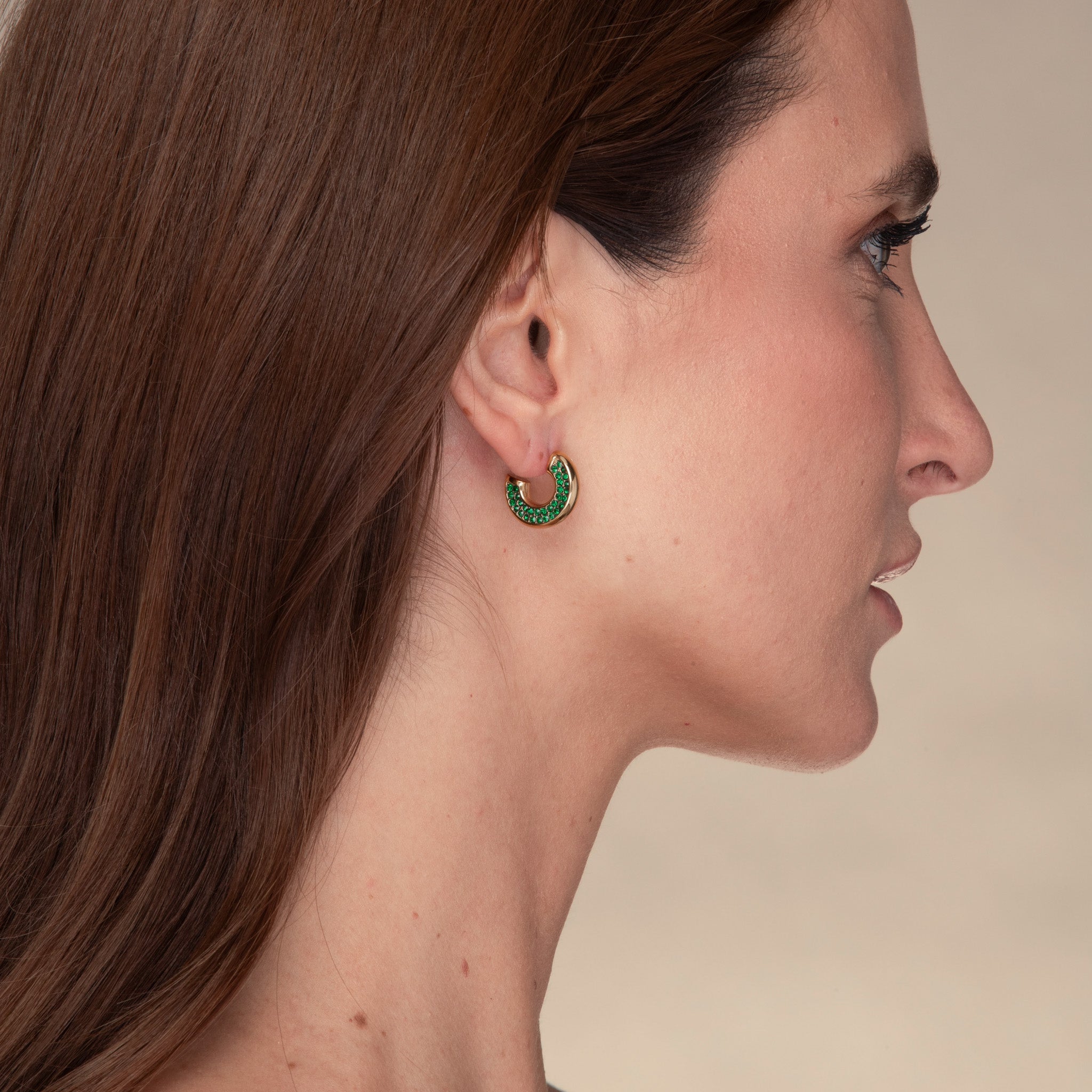 Luna Emerald Zirconia Huggie Earrings - Camile & Stone