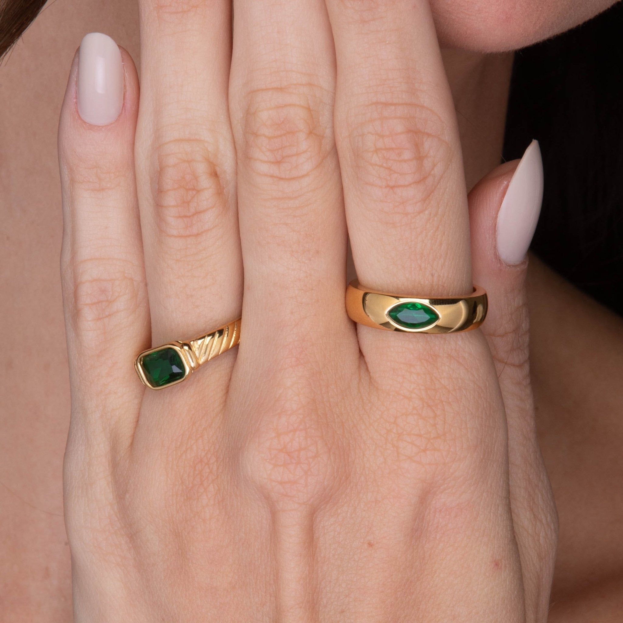 Marquise Emerald Eye Statement Ring - Camile & Stone