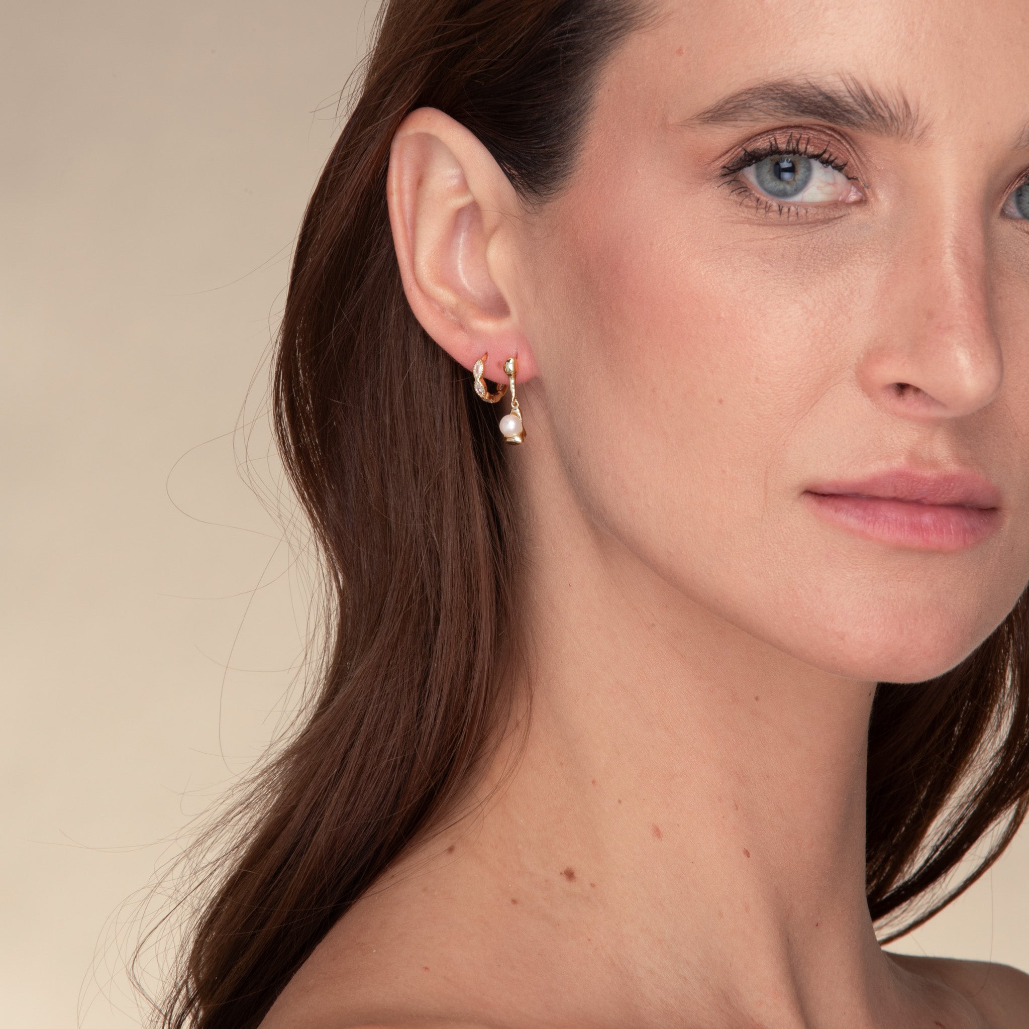 Molten Pearl Dangle Stud Earrings - Camile & Stone