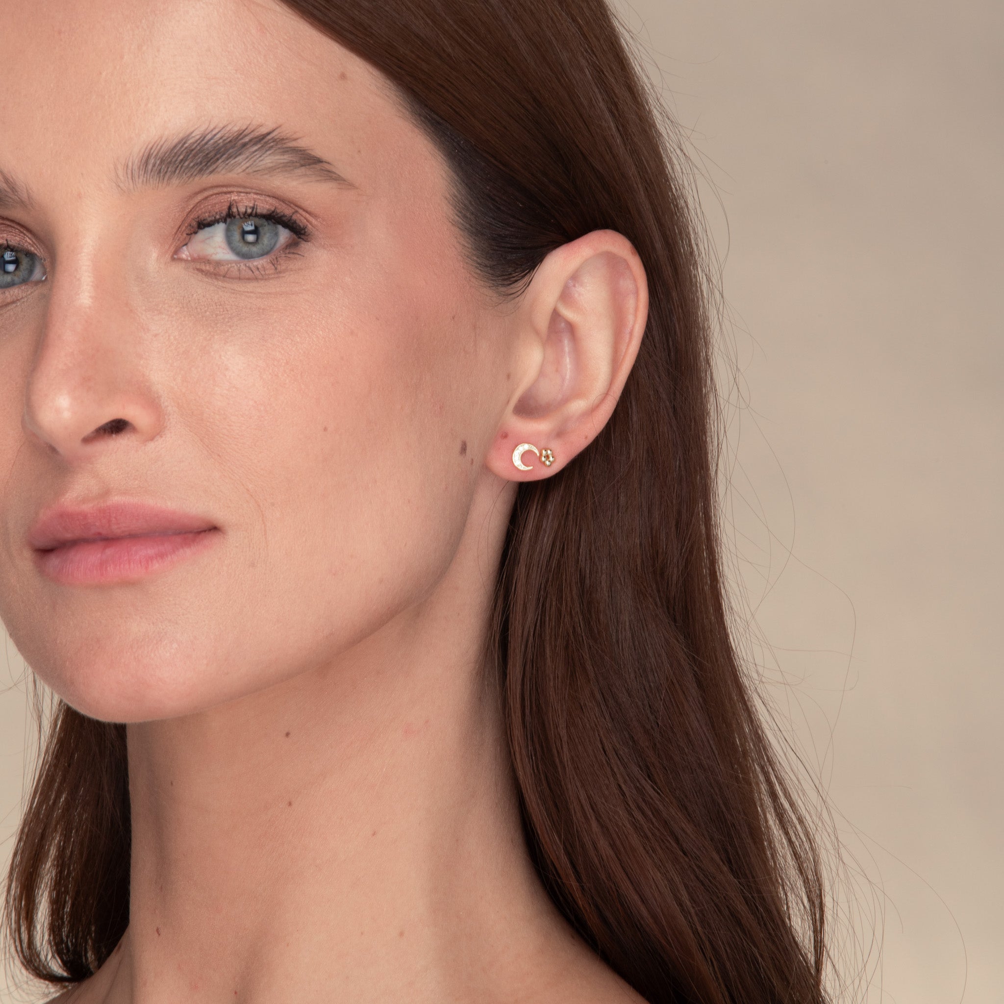 Moon Zirconia Stud Earrings - Camile & Stone