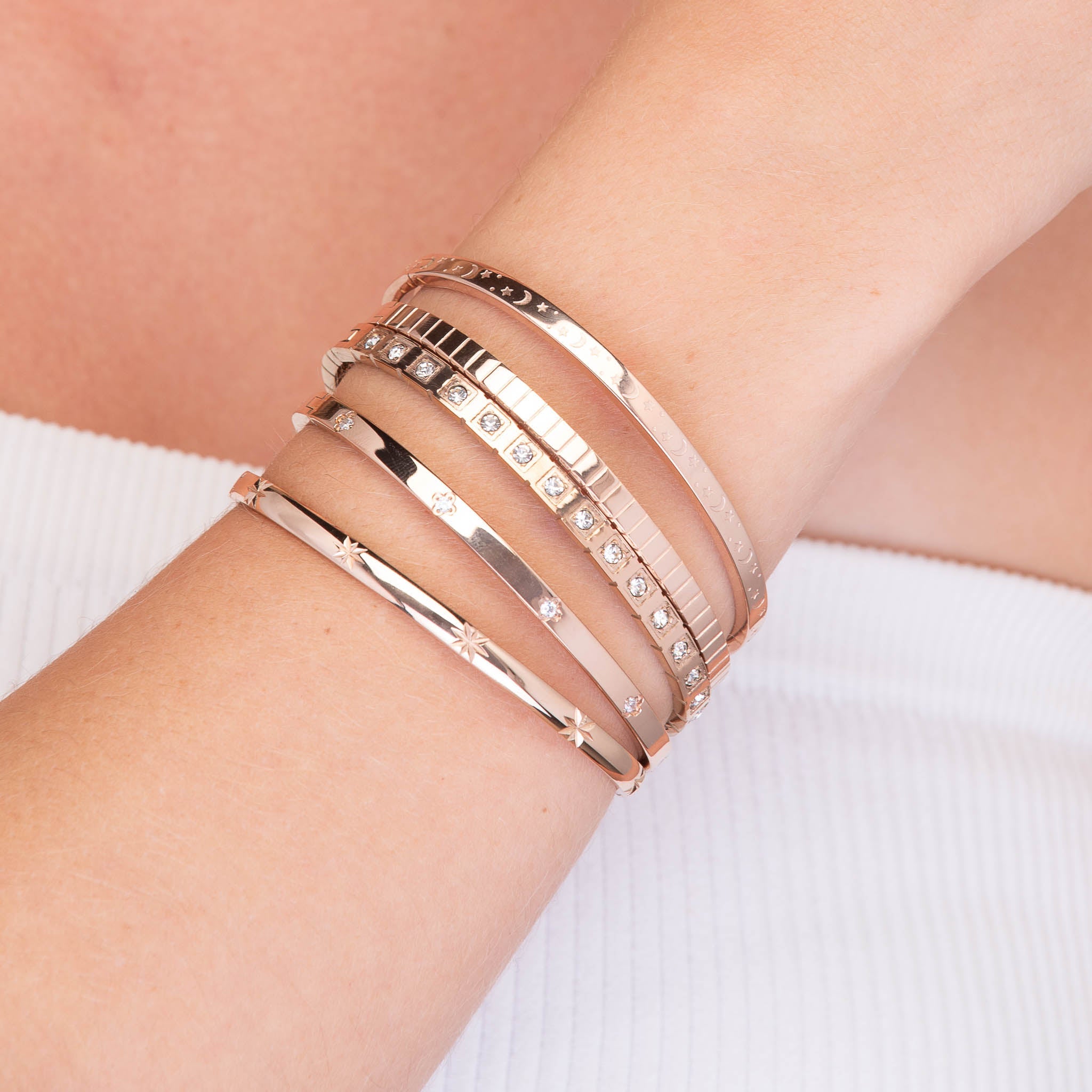 Moonlight Hinged Bangle Bracelet - Camile & Stone