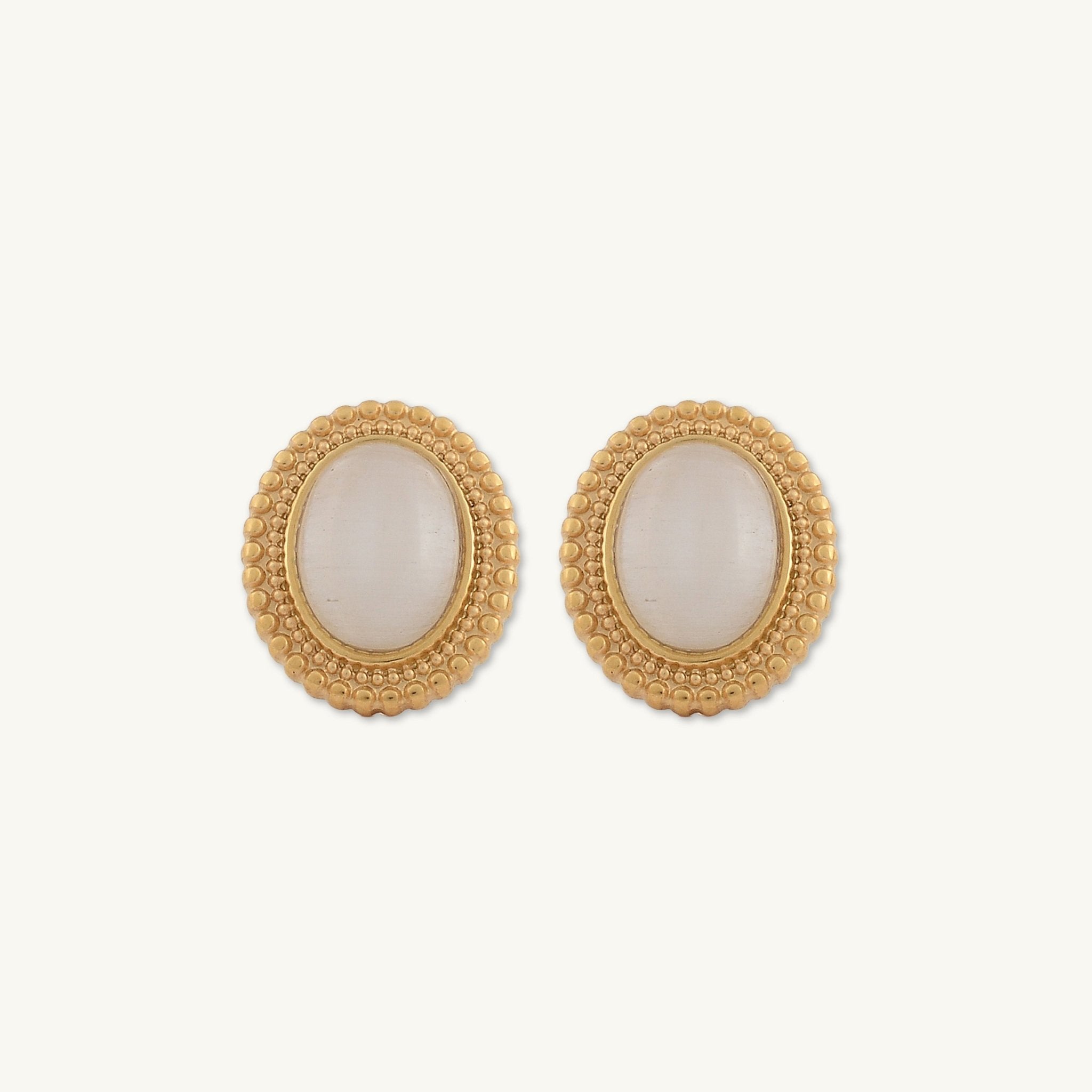 Moonstone Vintage Oval Earrings - Camile & Stone