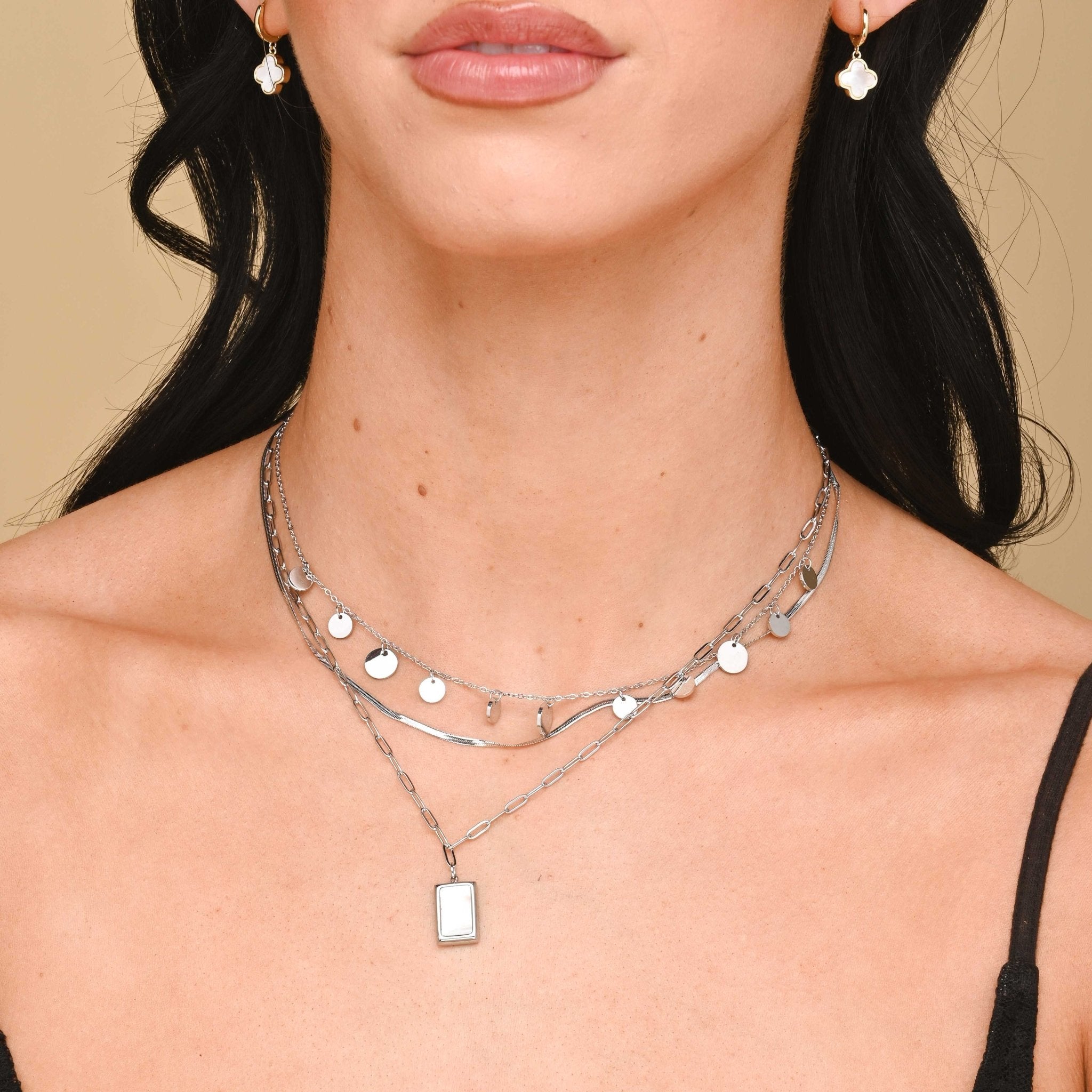 Mother Of Pearl Rectangular Link Necklace - Camile & Stone