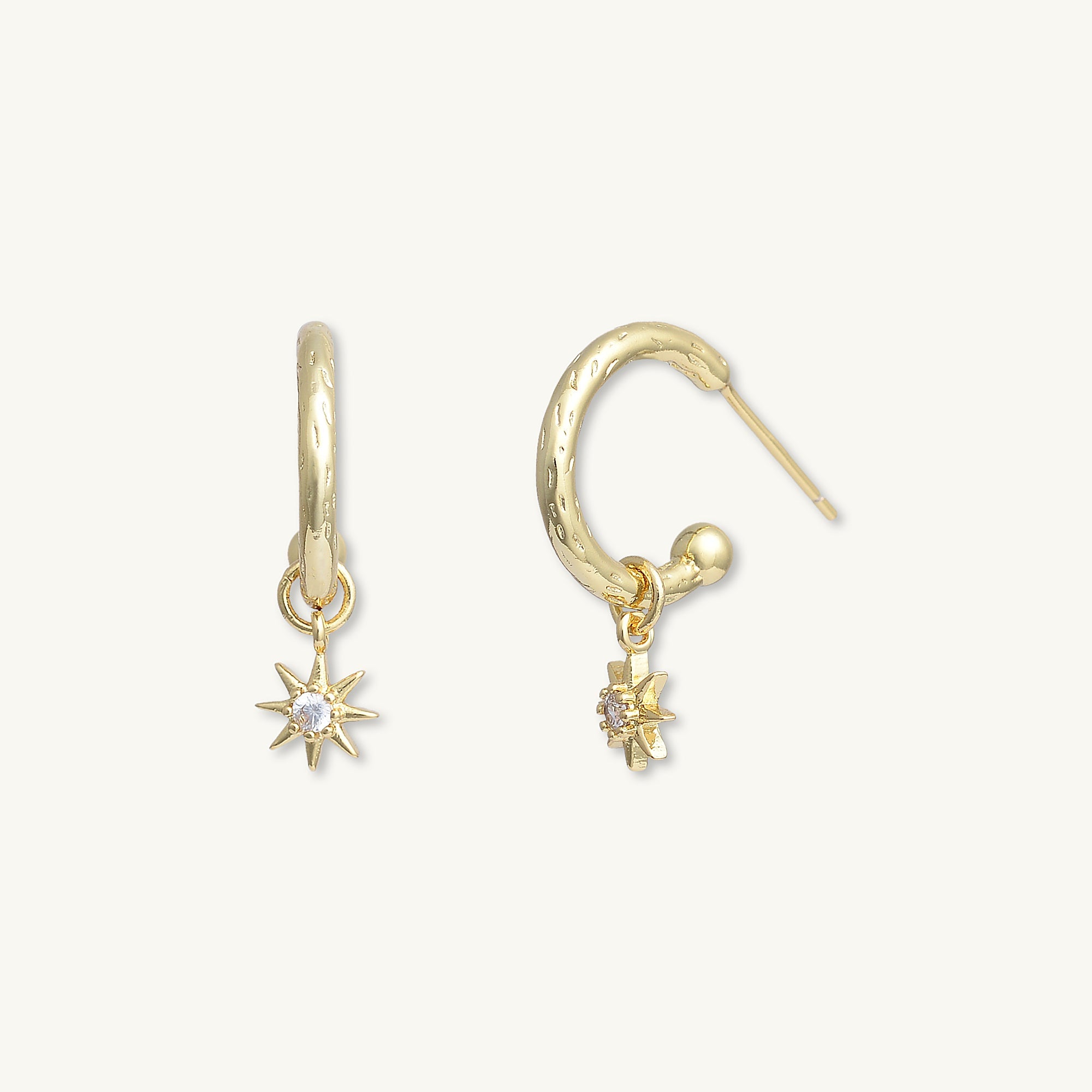 North Star Dangle Molten Huggie Earrings - Camile & Stone