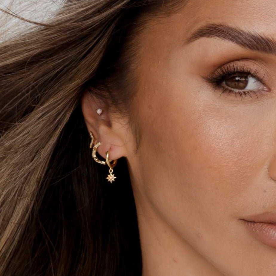 North Star Garnet Huggie Earrings - Camile & Stone