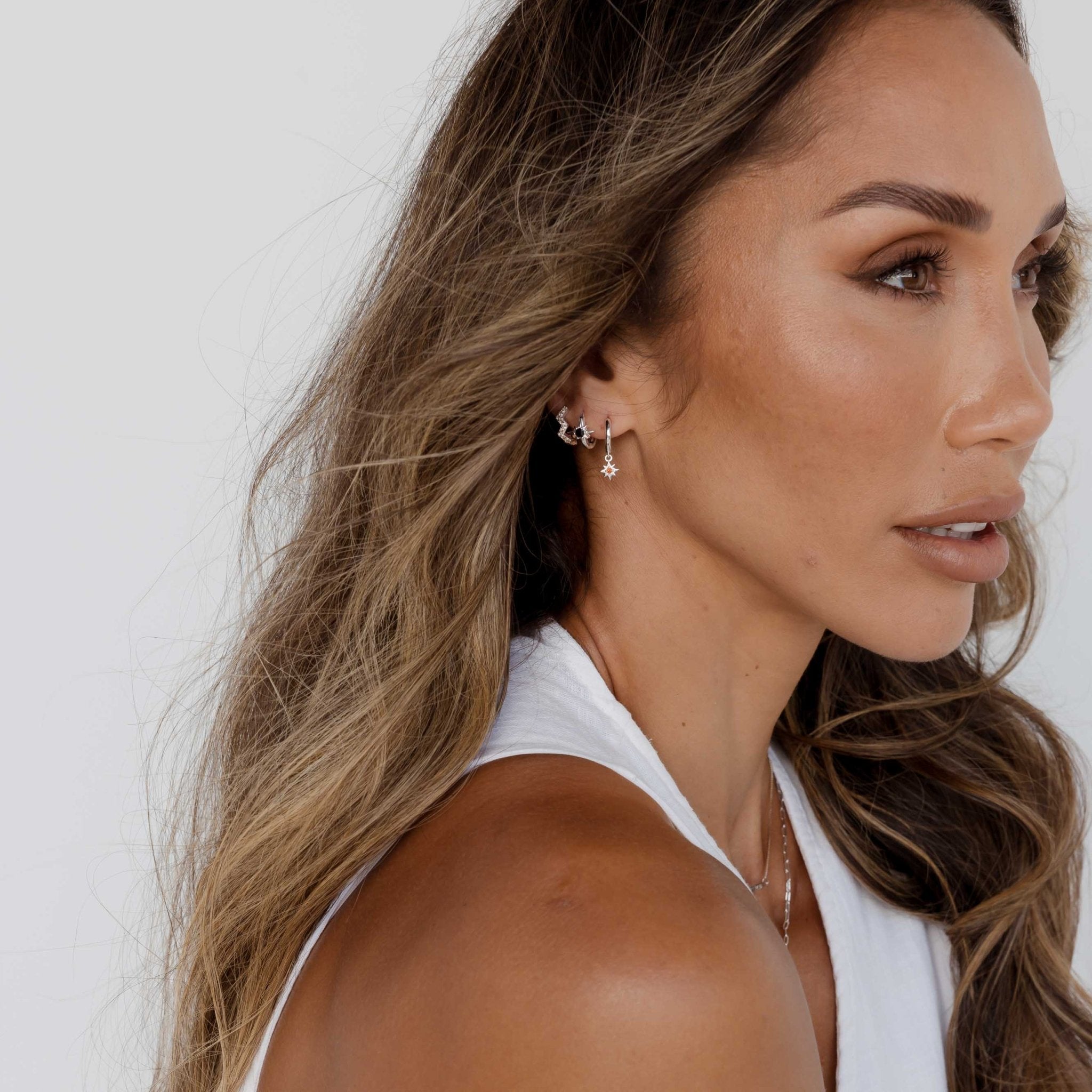 North Star Garnet Huggie Earrings - Camile & Stone