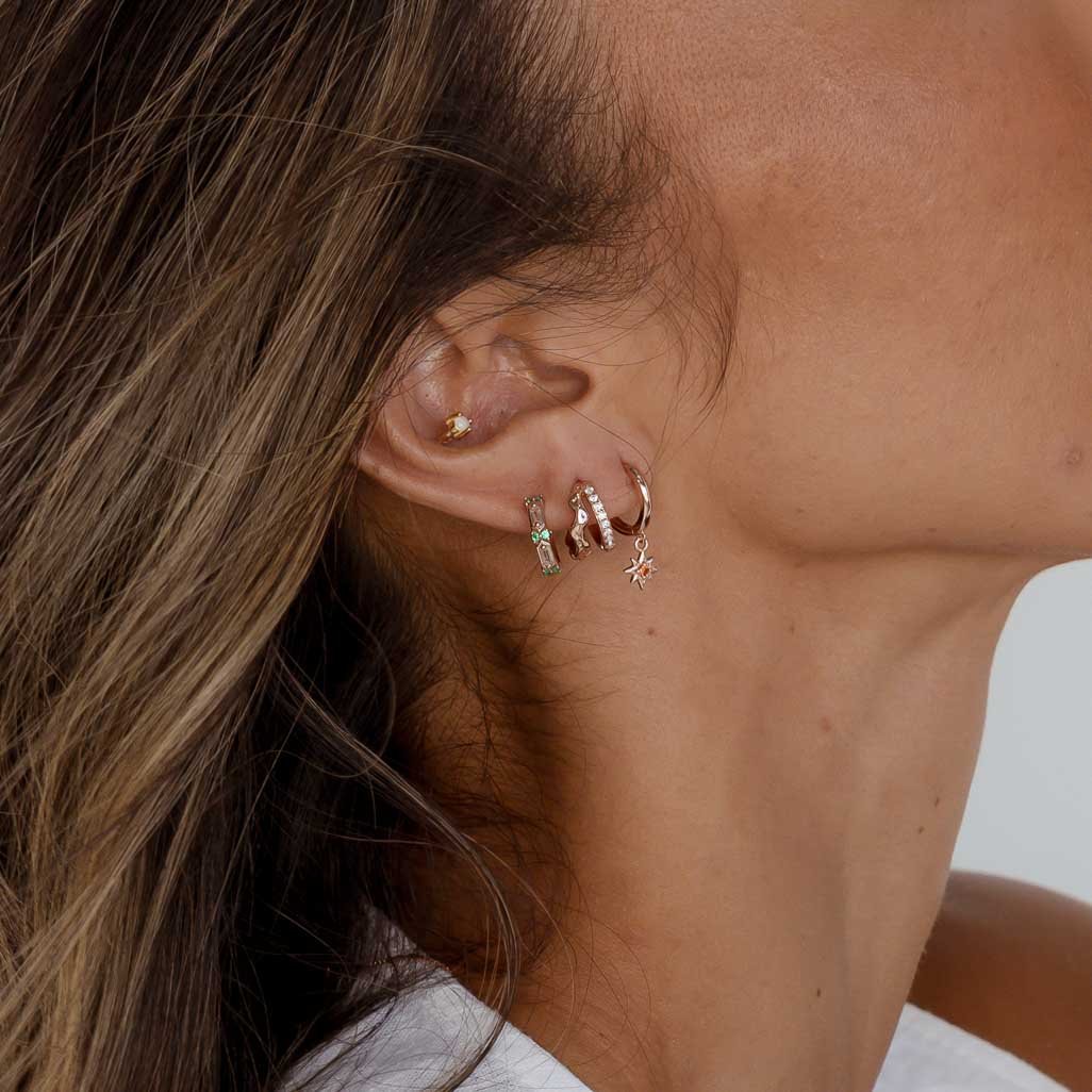 North Star Garnet Huggie Earrings - Camile & Stone