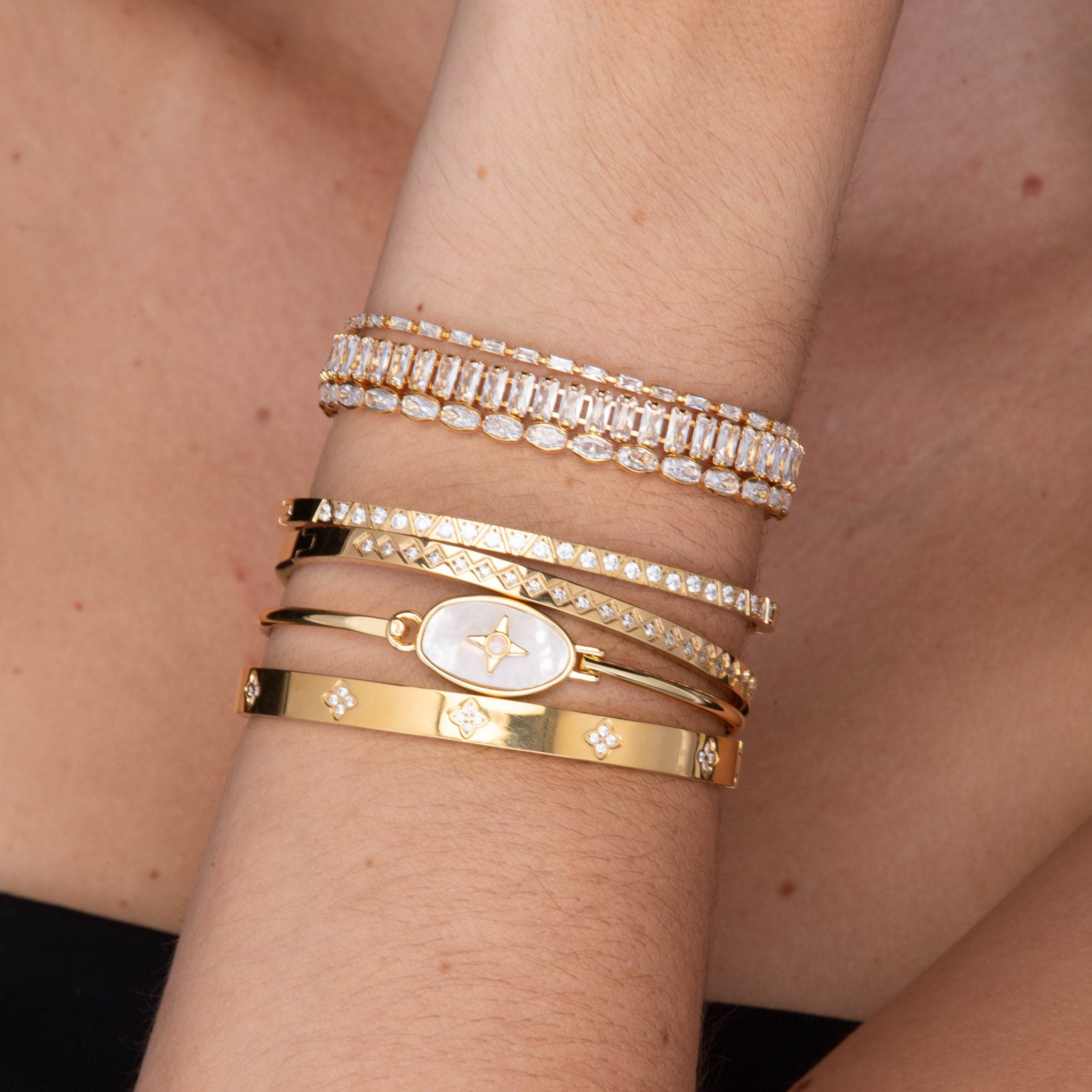 North Star Oval MOP Bangle Bracelet - Camile & Stone