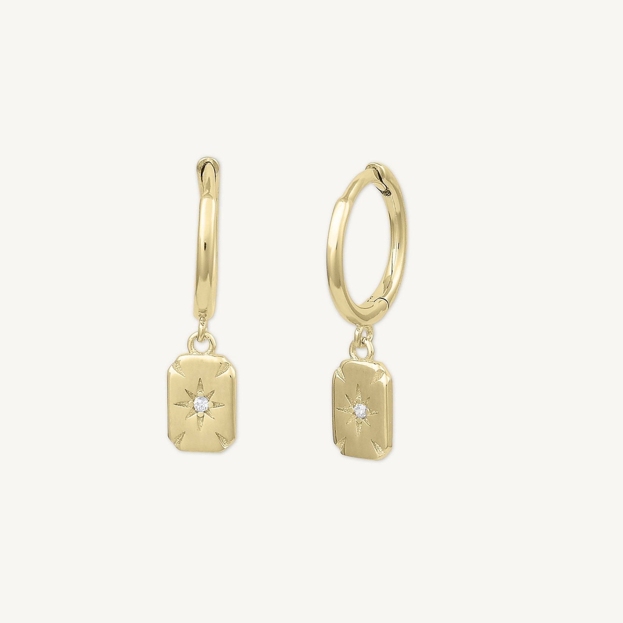 North Star Rectangle Huggie Hoop Earrings - Camile & Stone