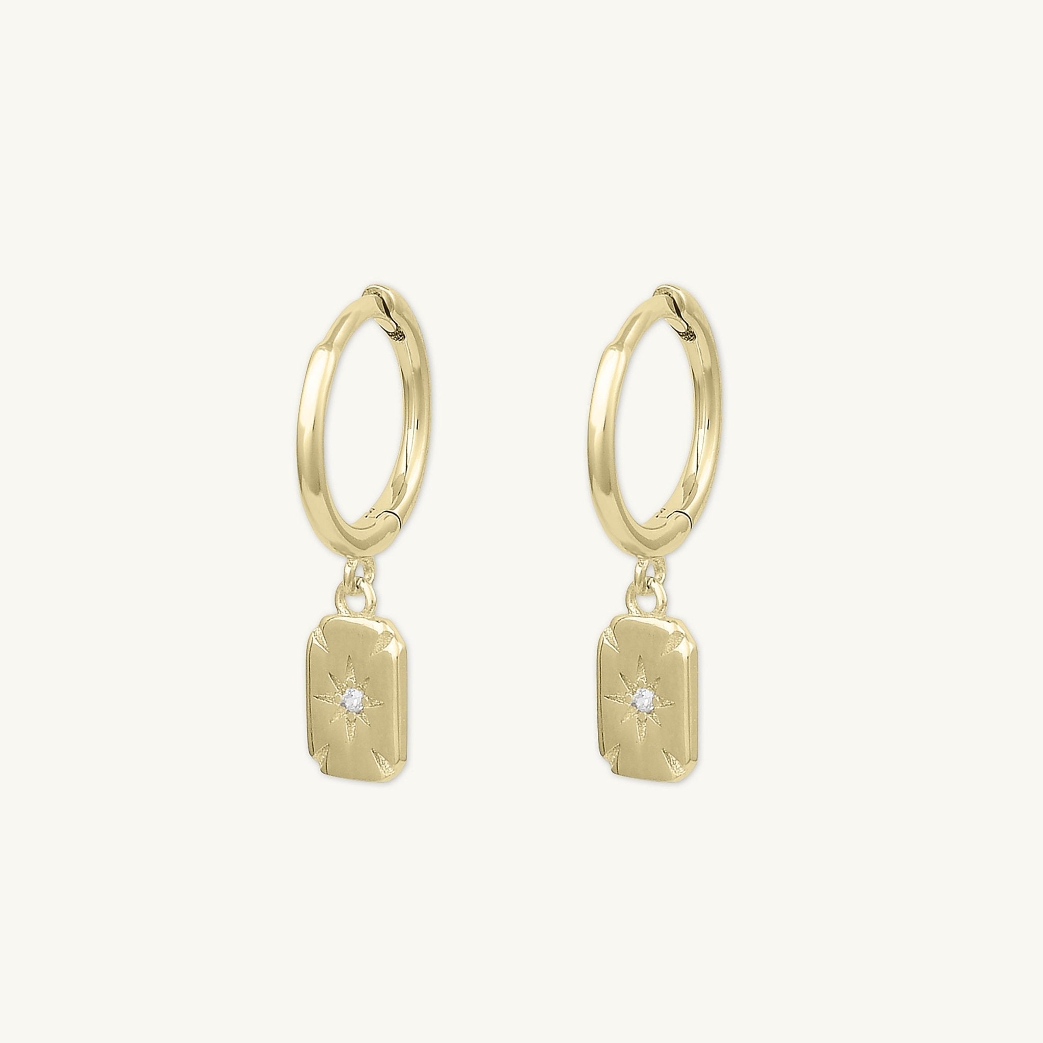 North Star Rectangle Huggie Hoop Earrings - Camile & Stone