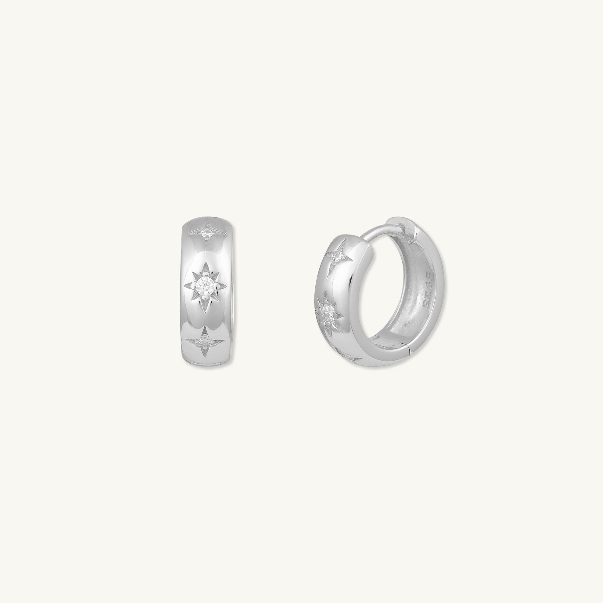 North Star Thick Huggie Earrings - Camile & Stone
