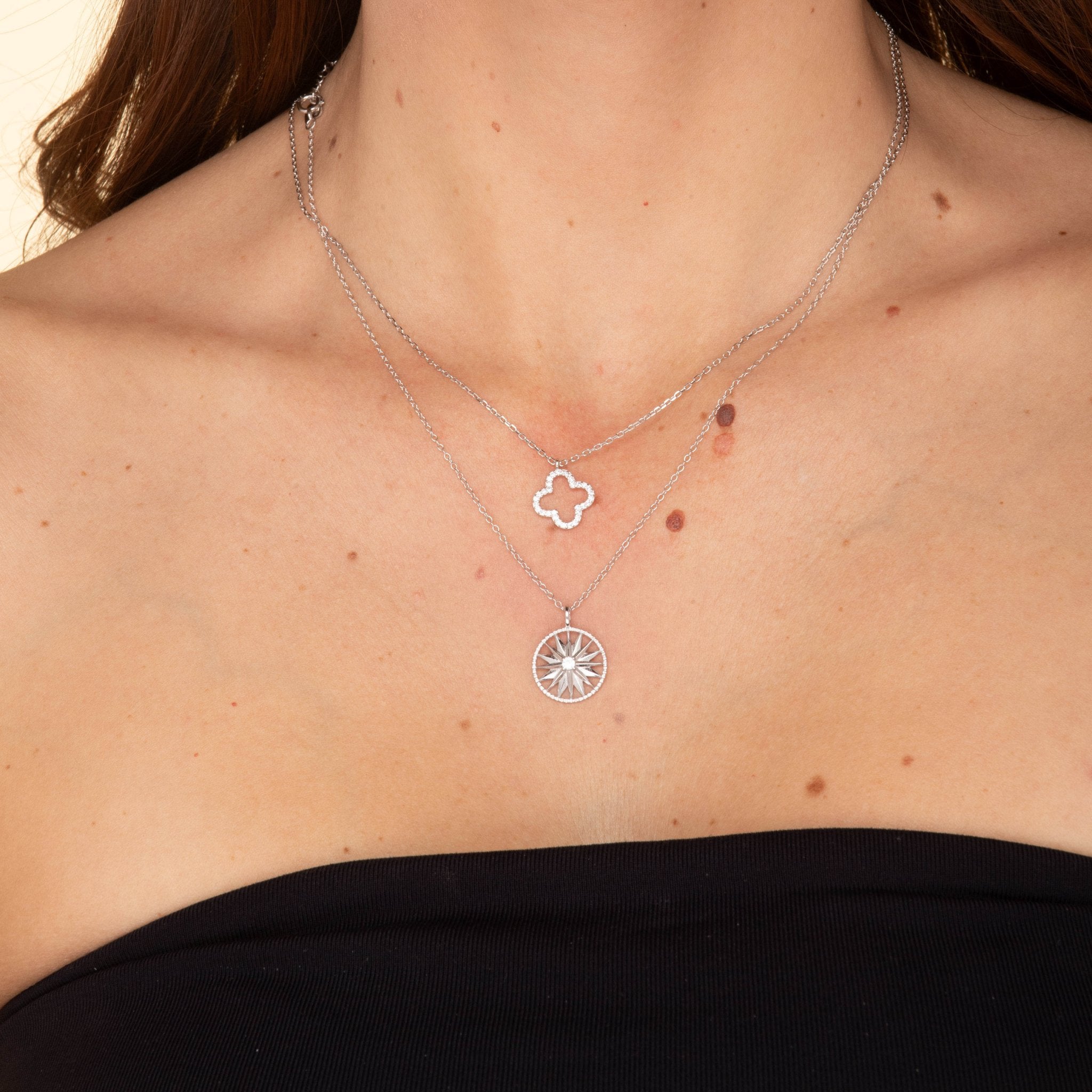 Open Clover Sapphire Chain Necklace - Camile & Stone