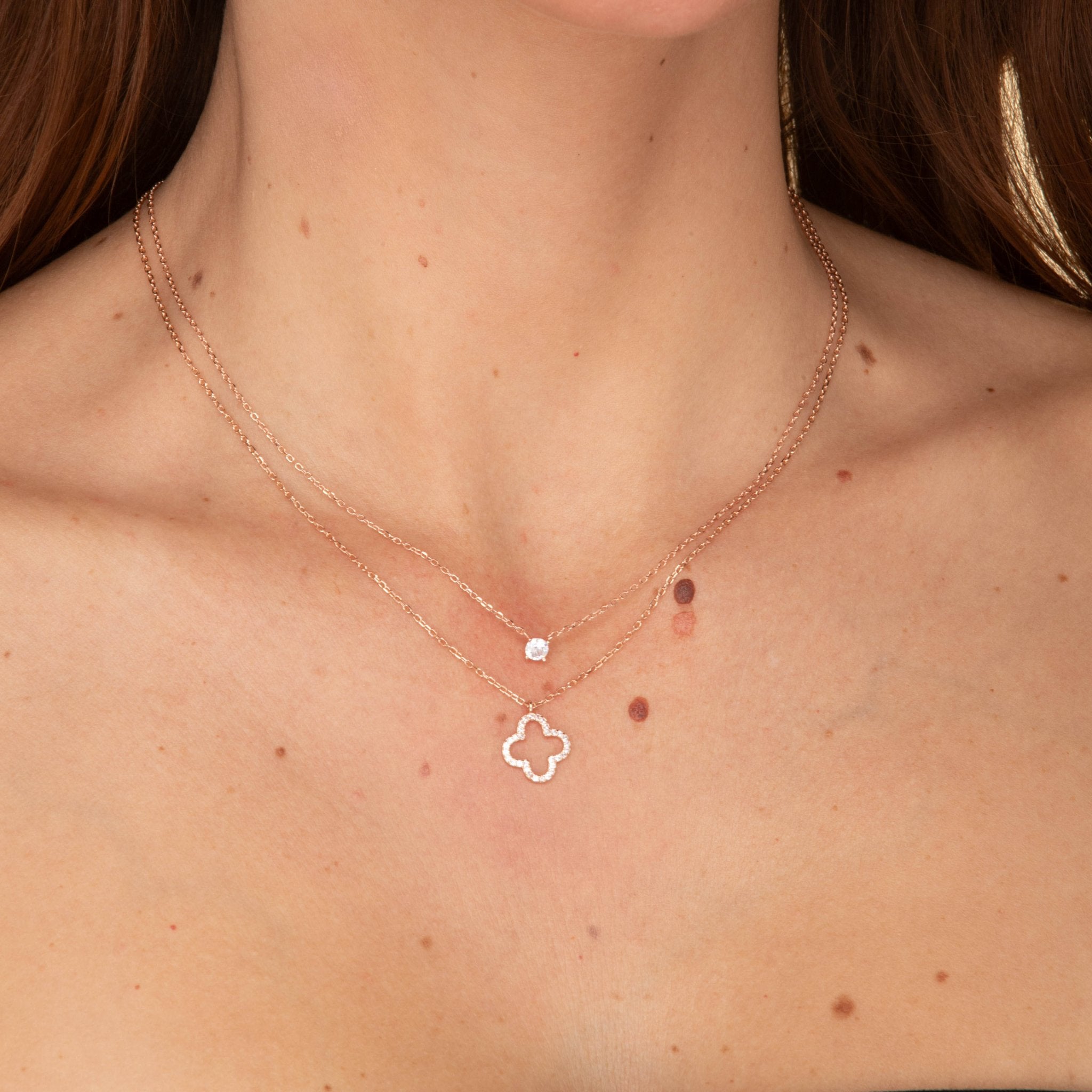 Open Clover Sapphire Chain Necklace - Camile & Stone