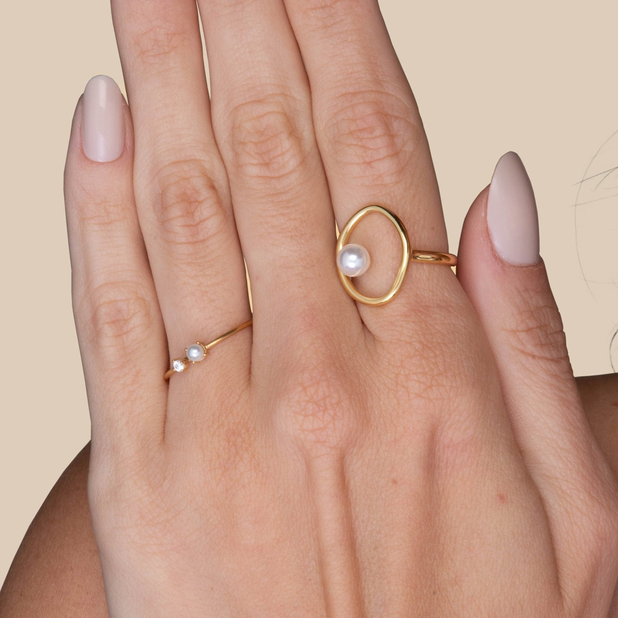 Oval Open Pearl Statement Adjustable Ring - Camile & Stone