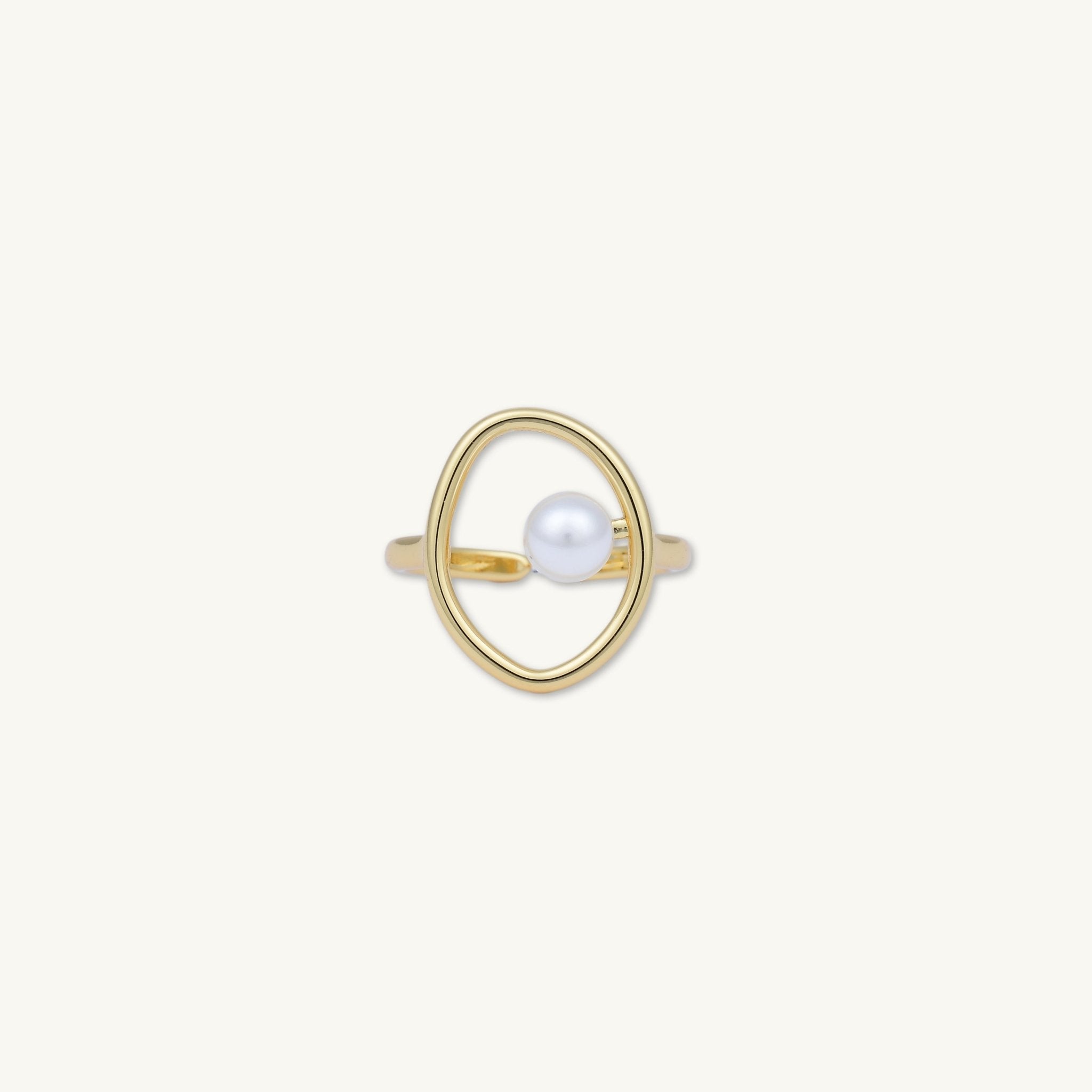Oval Open Pearl Statement Adjustable Ring - Camile & Stone