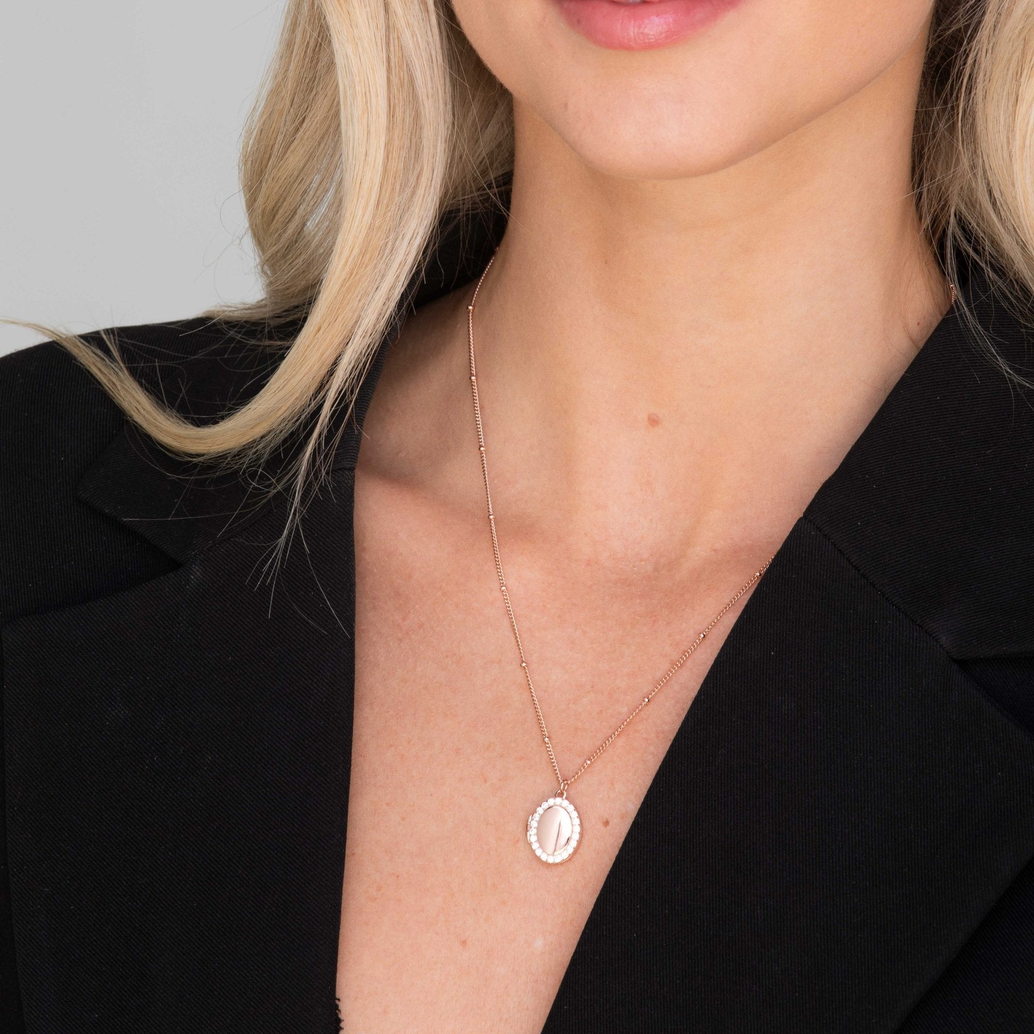 Oval Sapphire Photo Locket Necklace - Camile & Stone