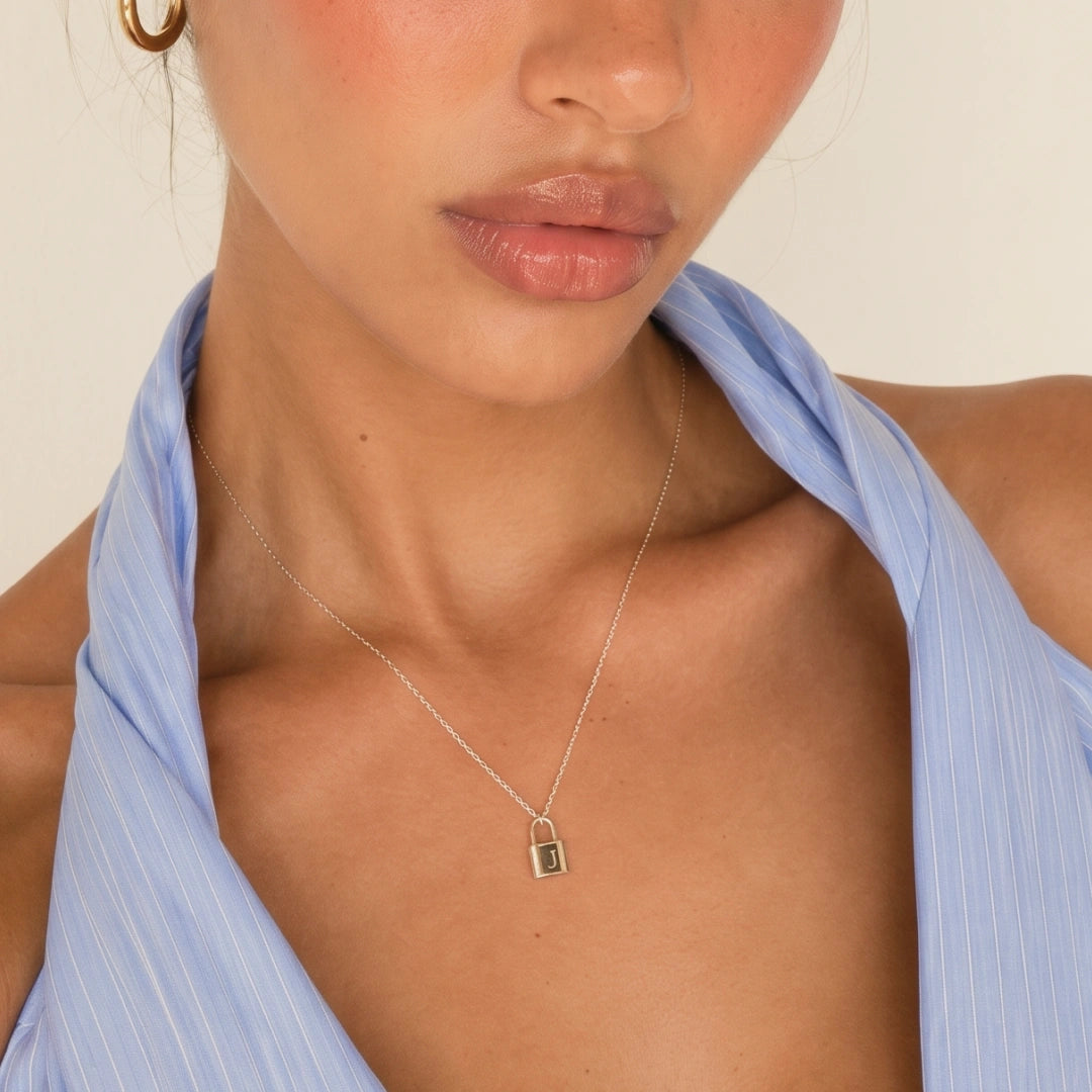 Padlock Initial Letter Necklace