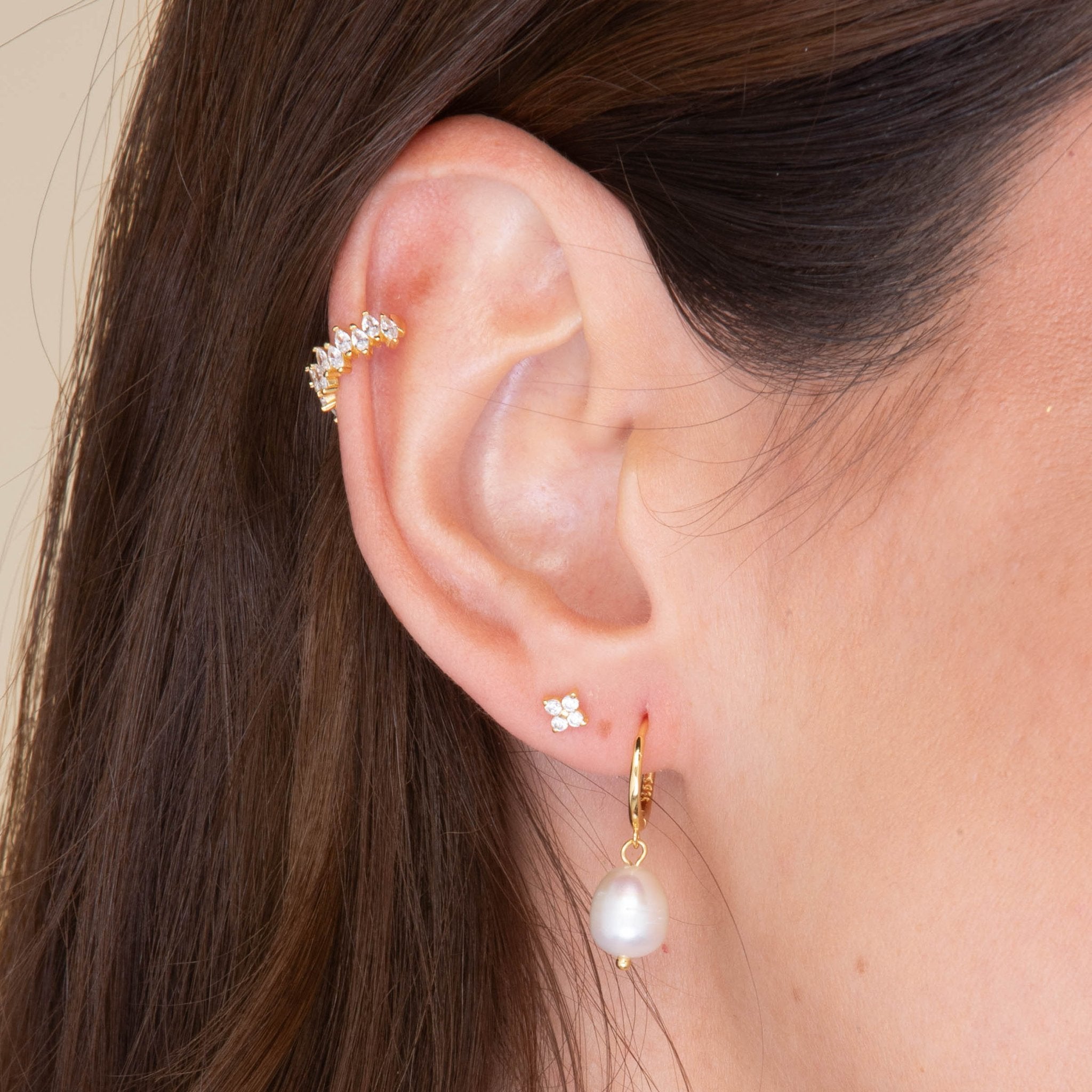 Pearl Hoop Huggie Earrings - Camile & Stone