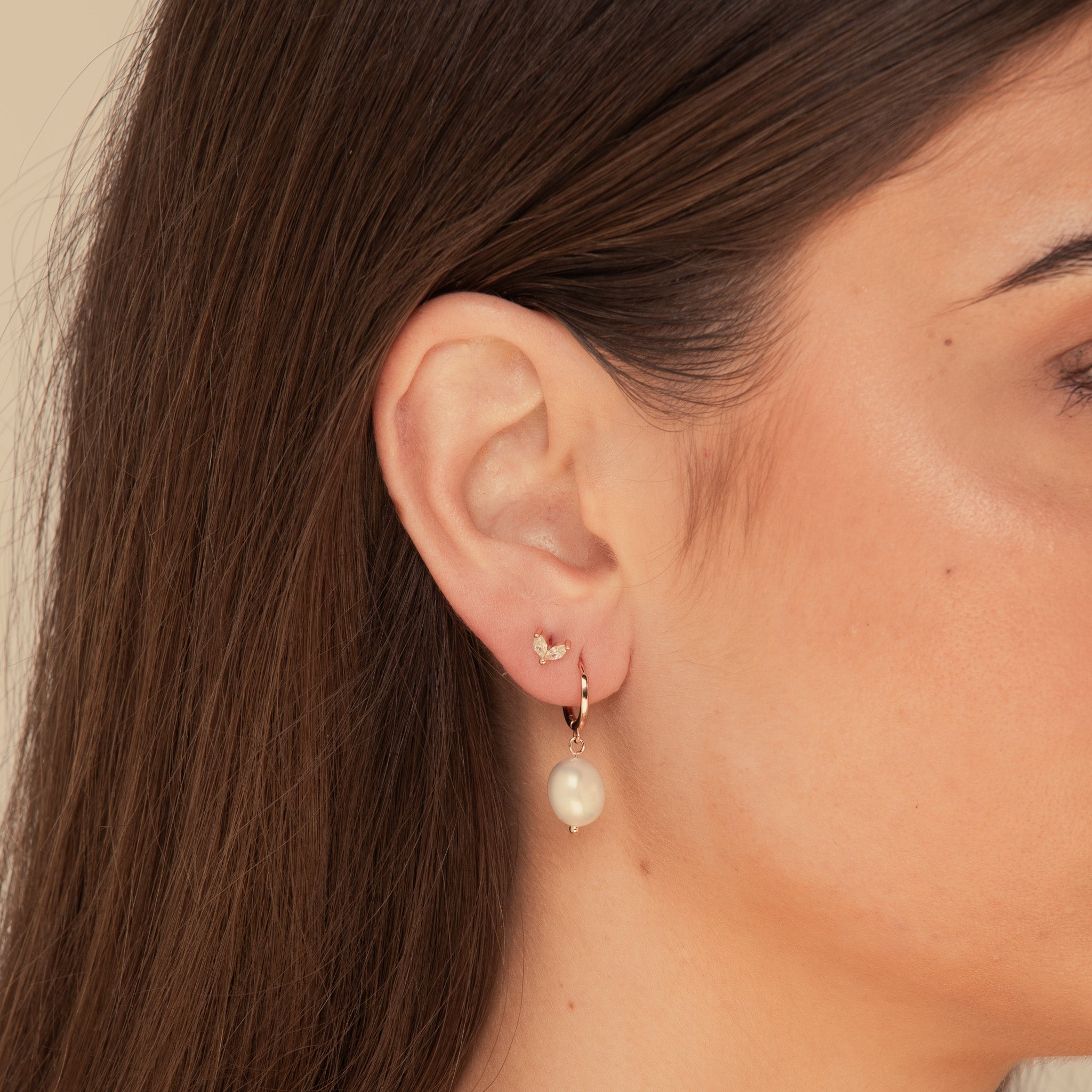 Pearl Hoop Huggie Earrings - Camile & Stone