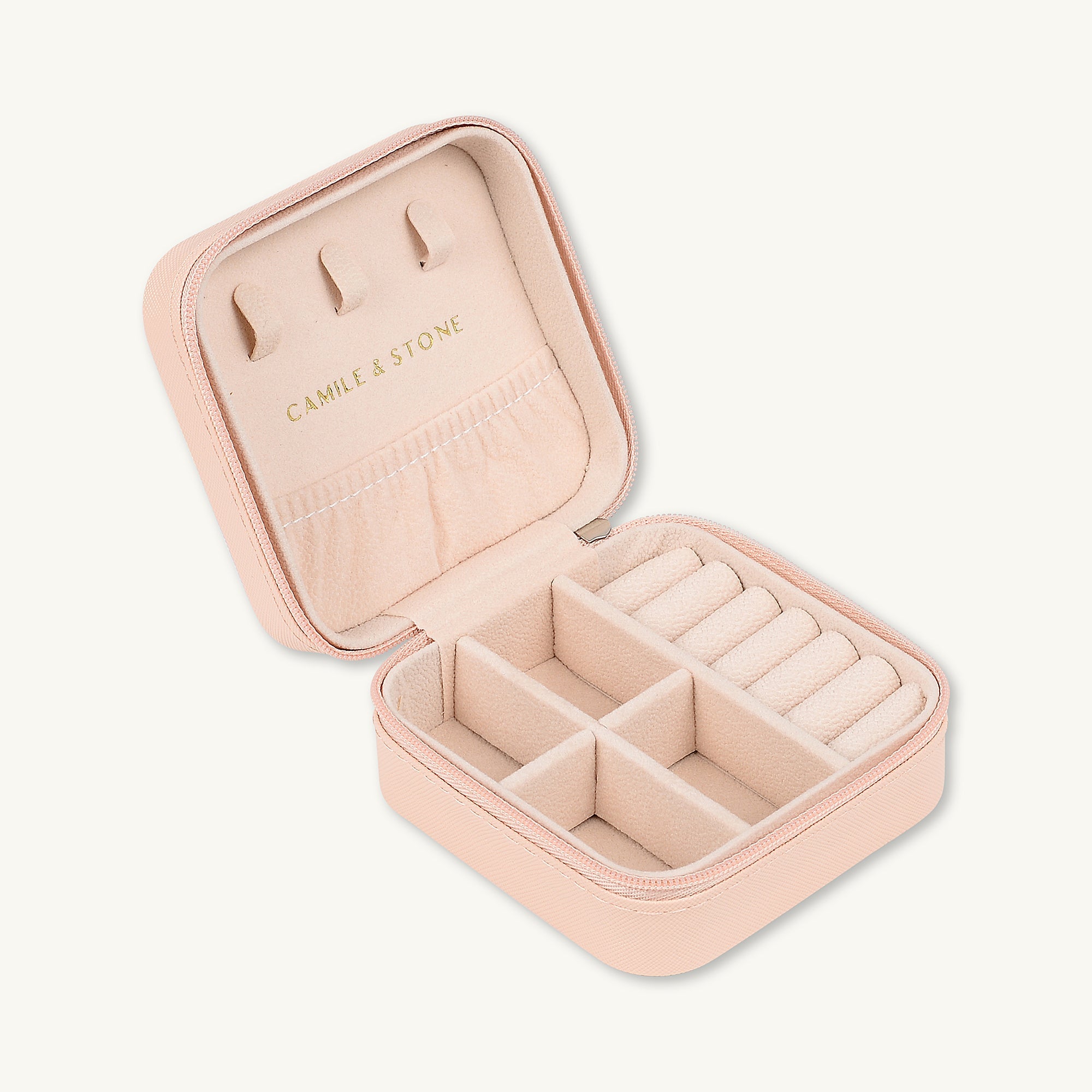 Pink Leather Jewellery Travel Case Box - Camile & Stone