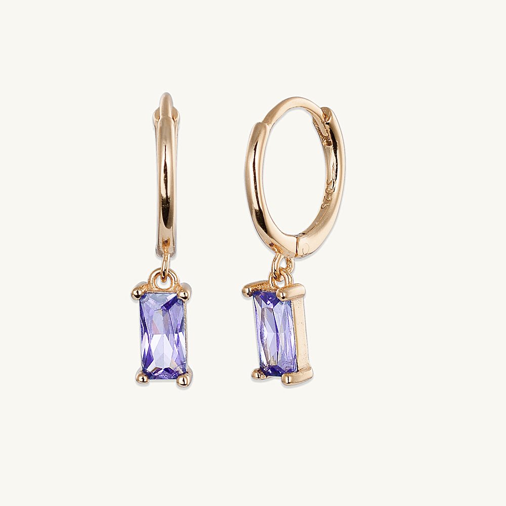Purple Baguette Hoop Earrings - Camile & Stone