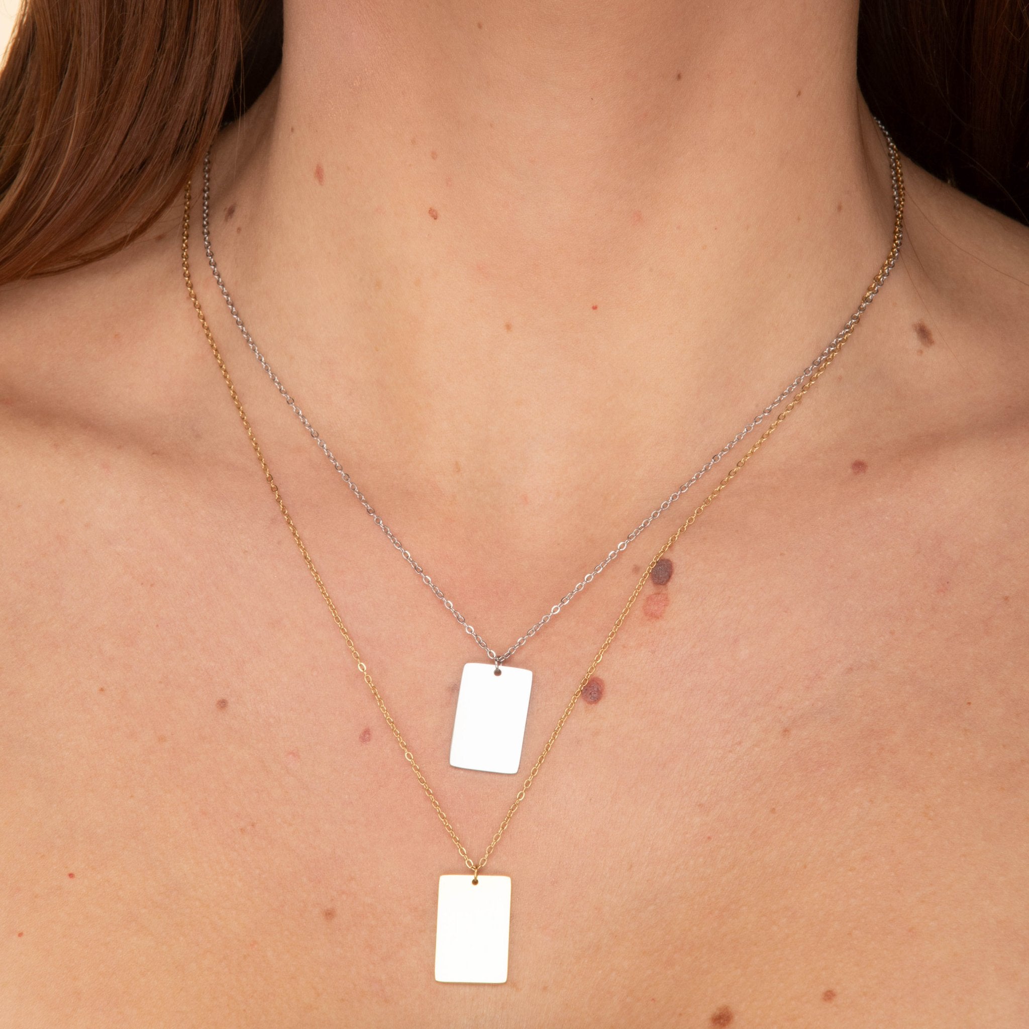 Rectangle Engraved Personalised Necklace - Camile & Stone