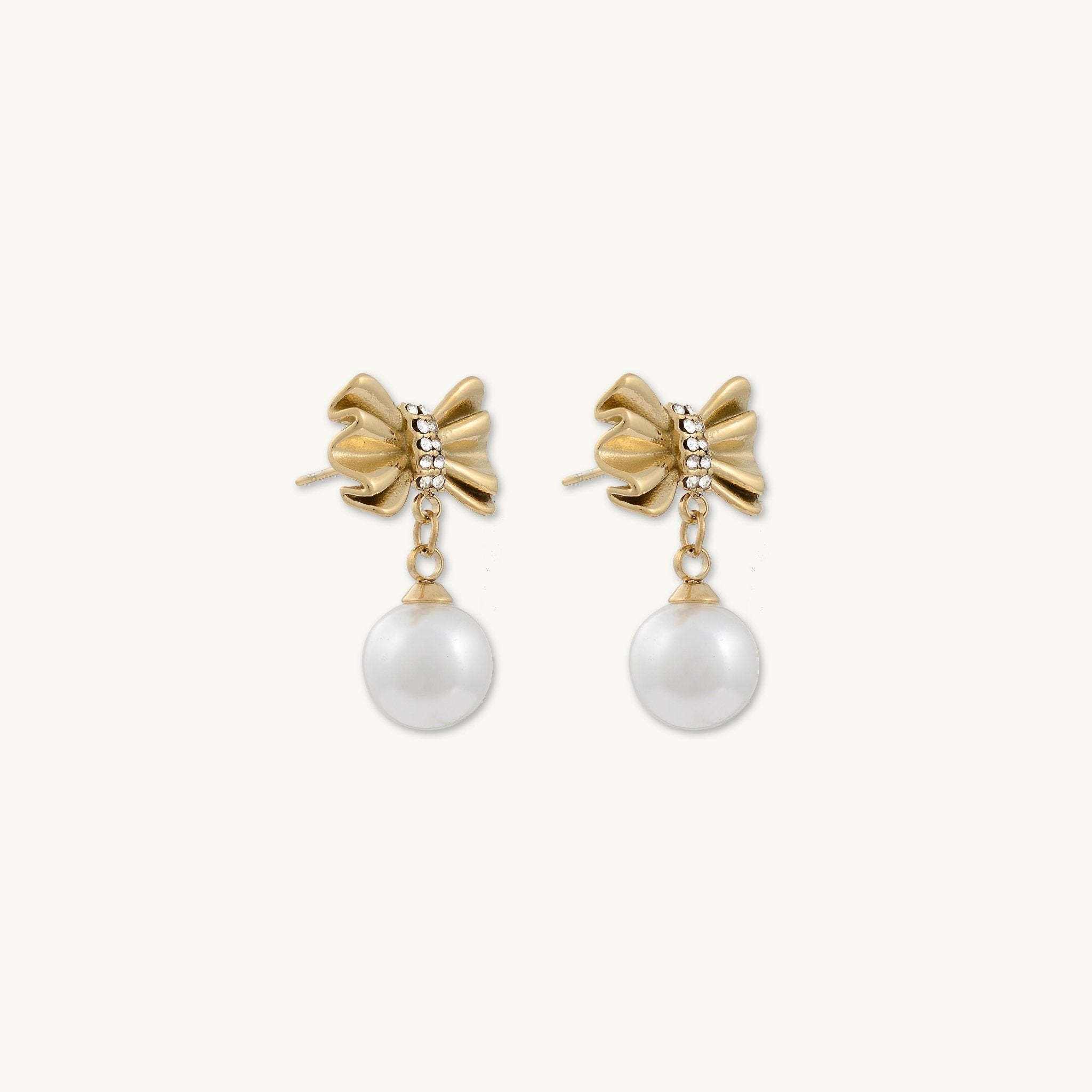 Remi Ribbon Bow Pearl Earrings - Camile & Stone
