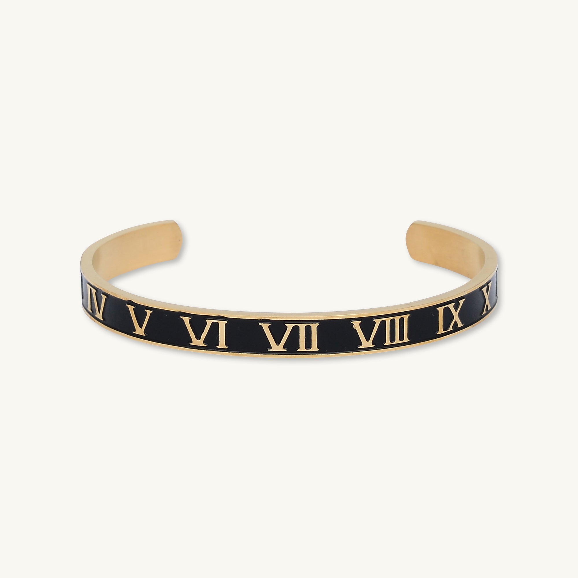 Roman Numerals Open Cuff Bangle - Camile & Stone