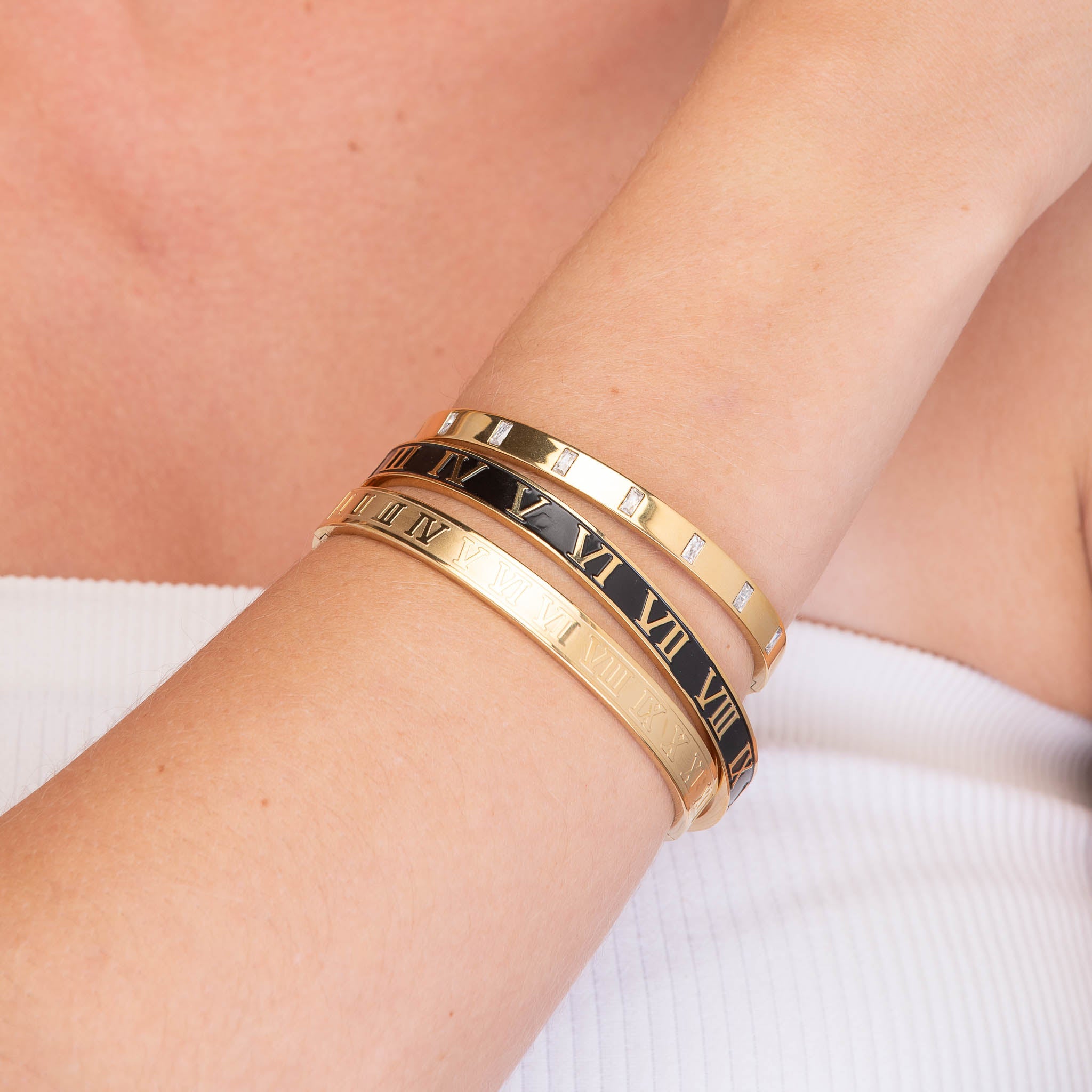 Roman Numerals Open Cuff Bangle - Camile & Stone