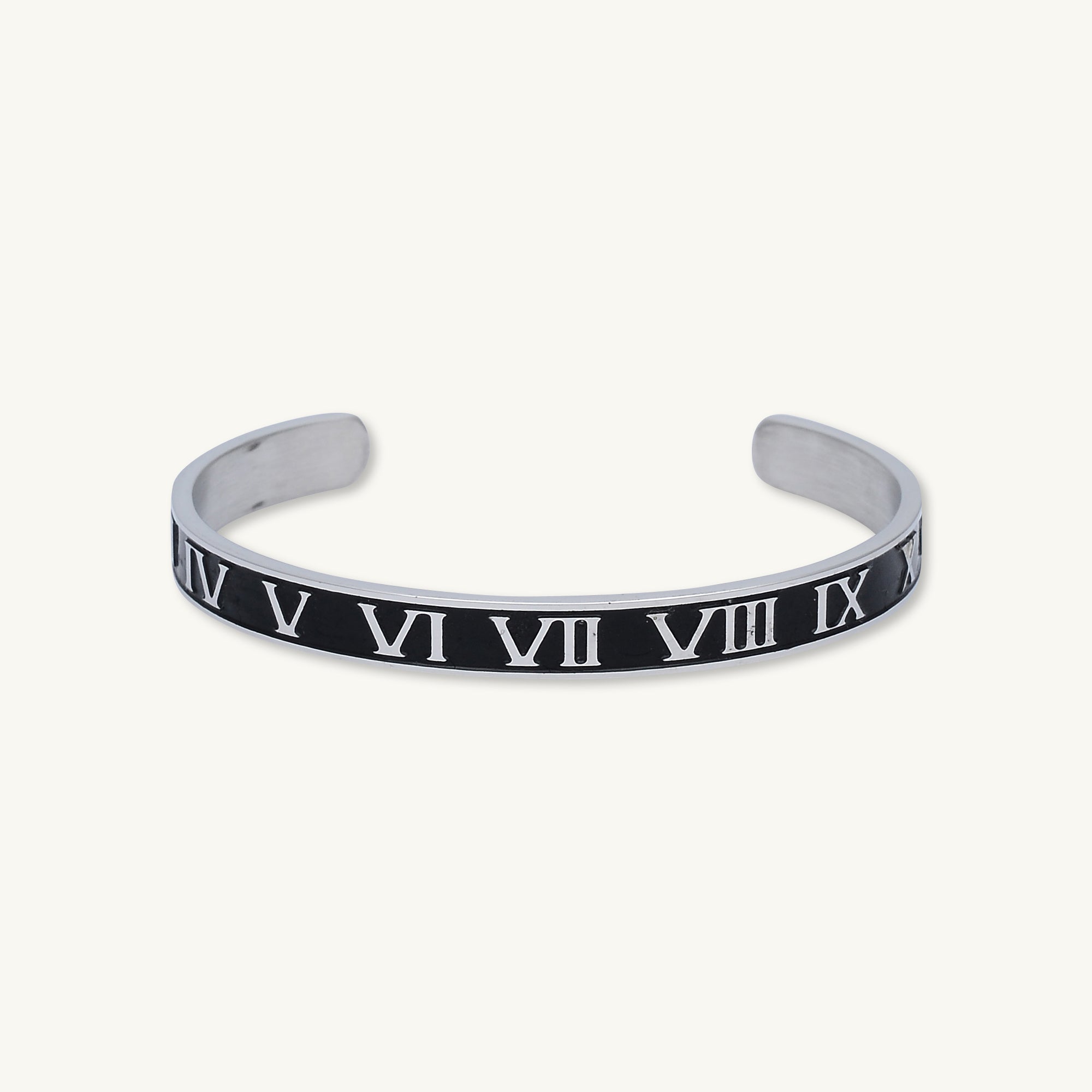 Roman Numerals Open Cuff Bangle - Camile & Stone